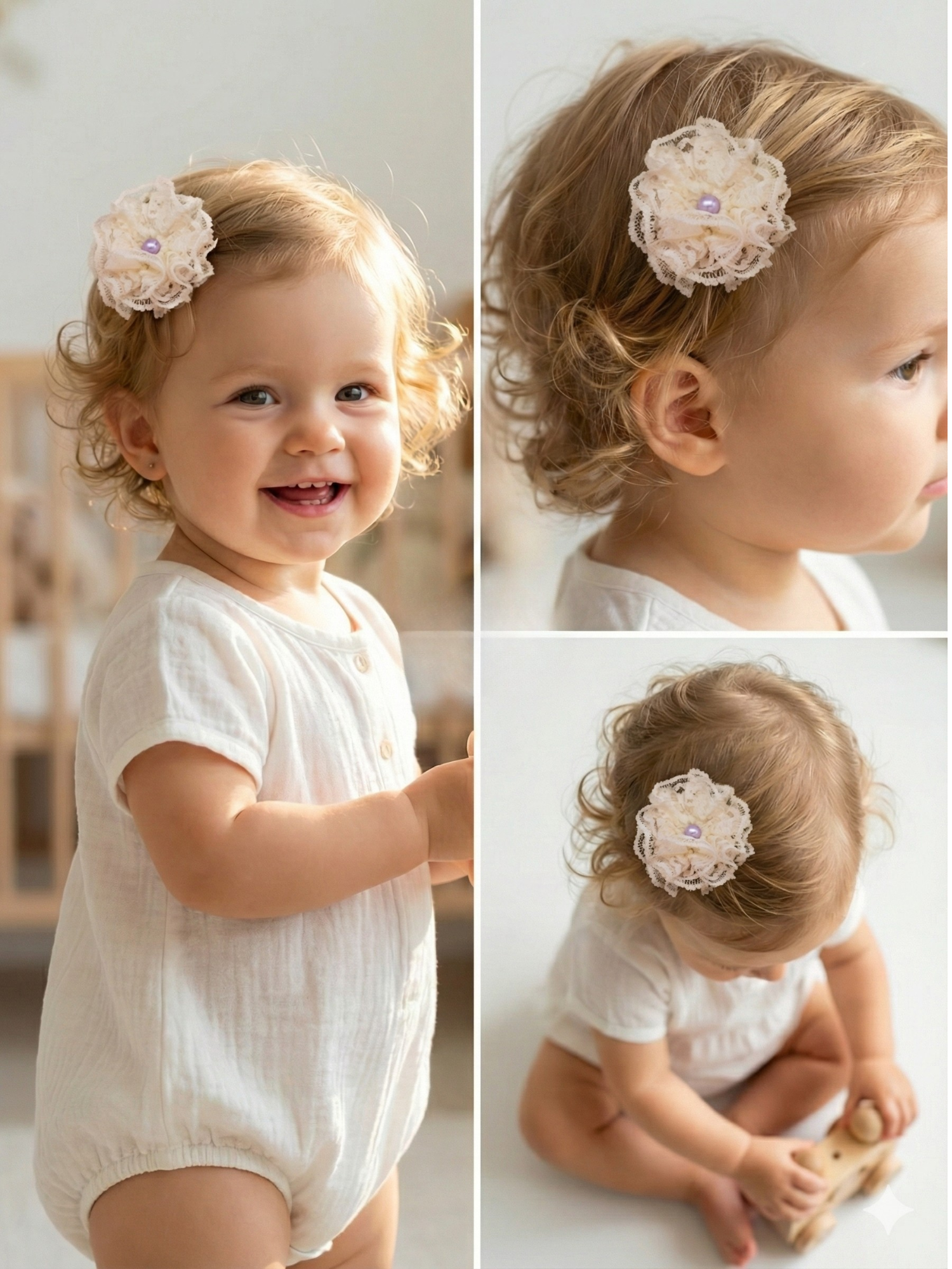 Lace Bloom Clip Set, Pack of 2