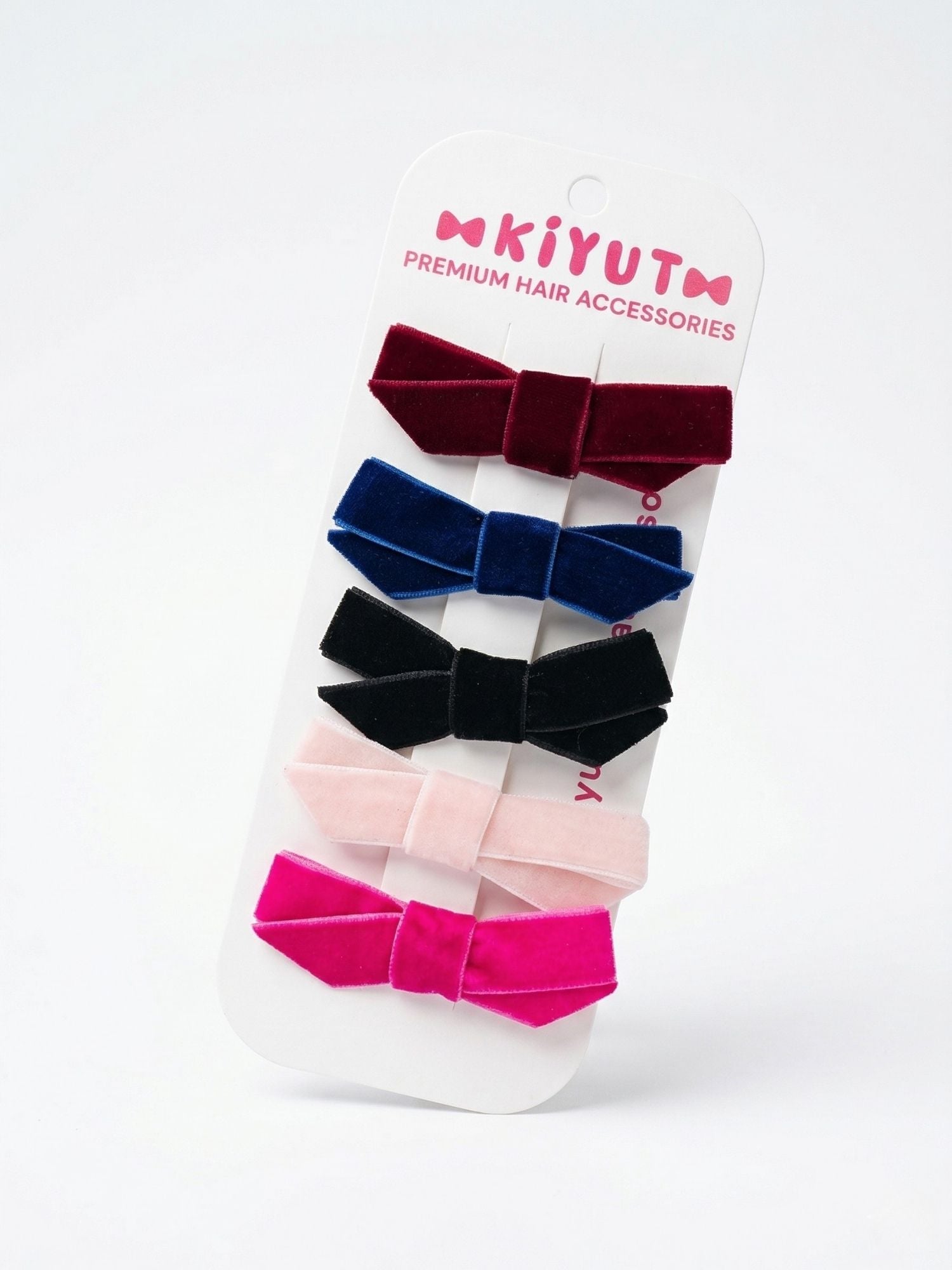Velvet Bow Clips, Pack of 5