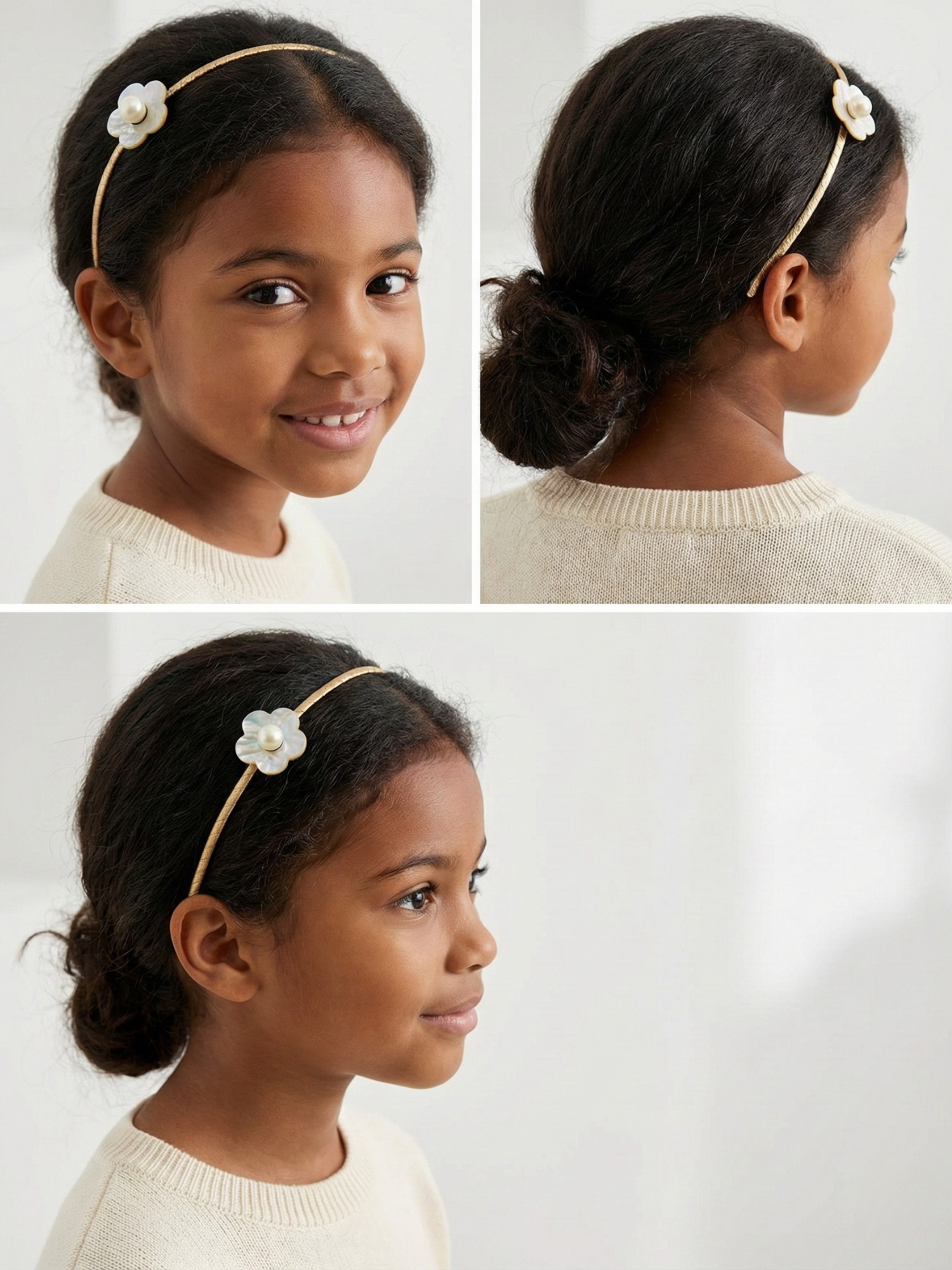 Mother of Pearl Flower Skinny Headband