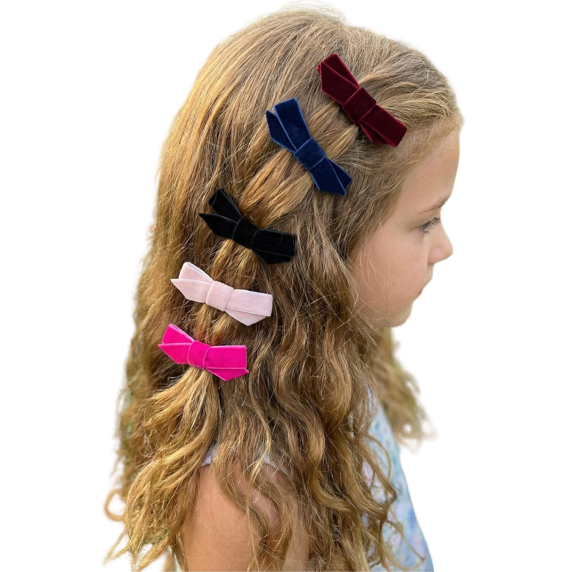 Velvet Bow Clips Set (5)