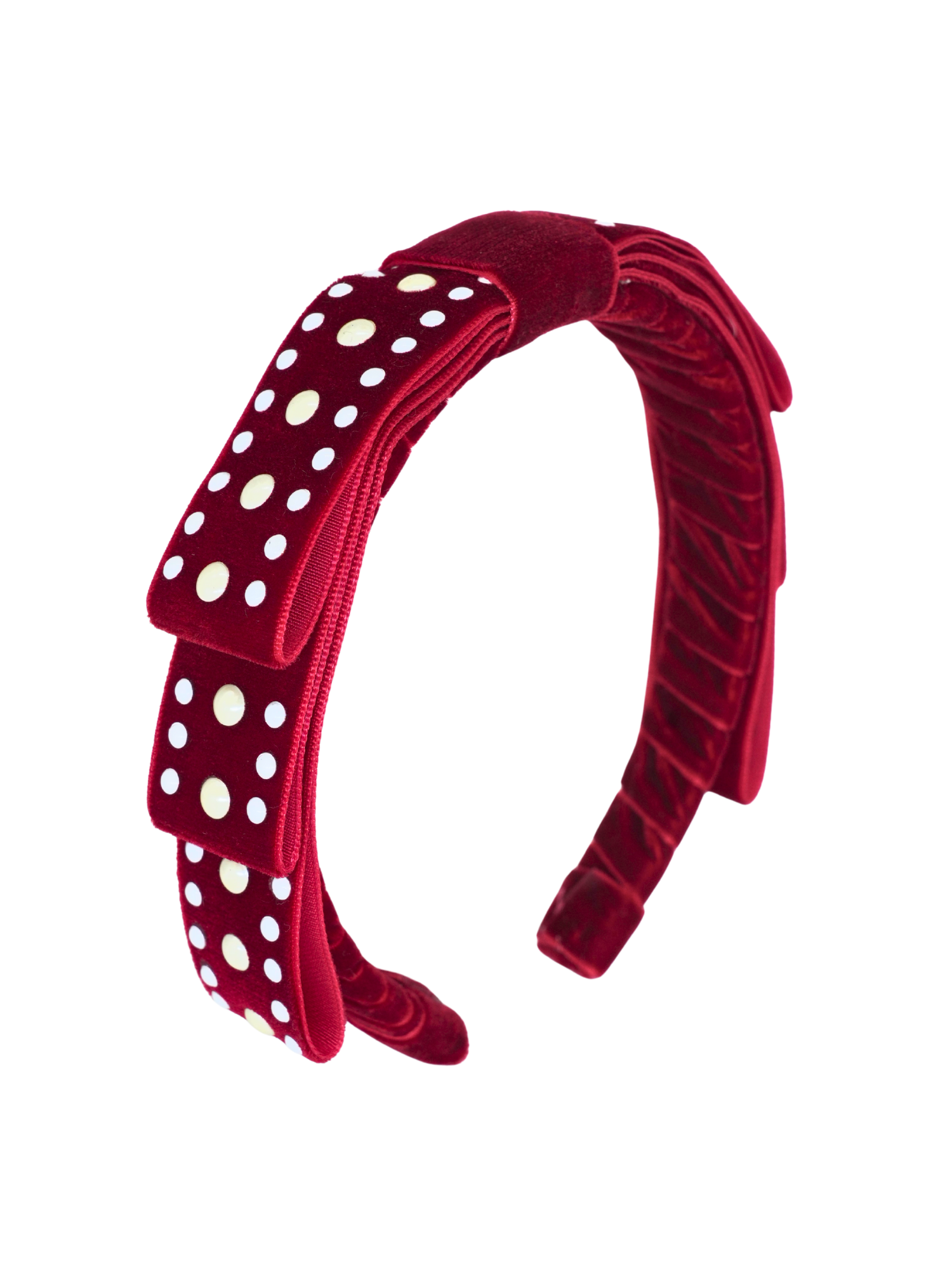 Red Velvet Pearl Bow Headband