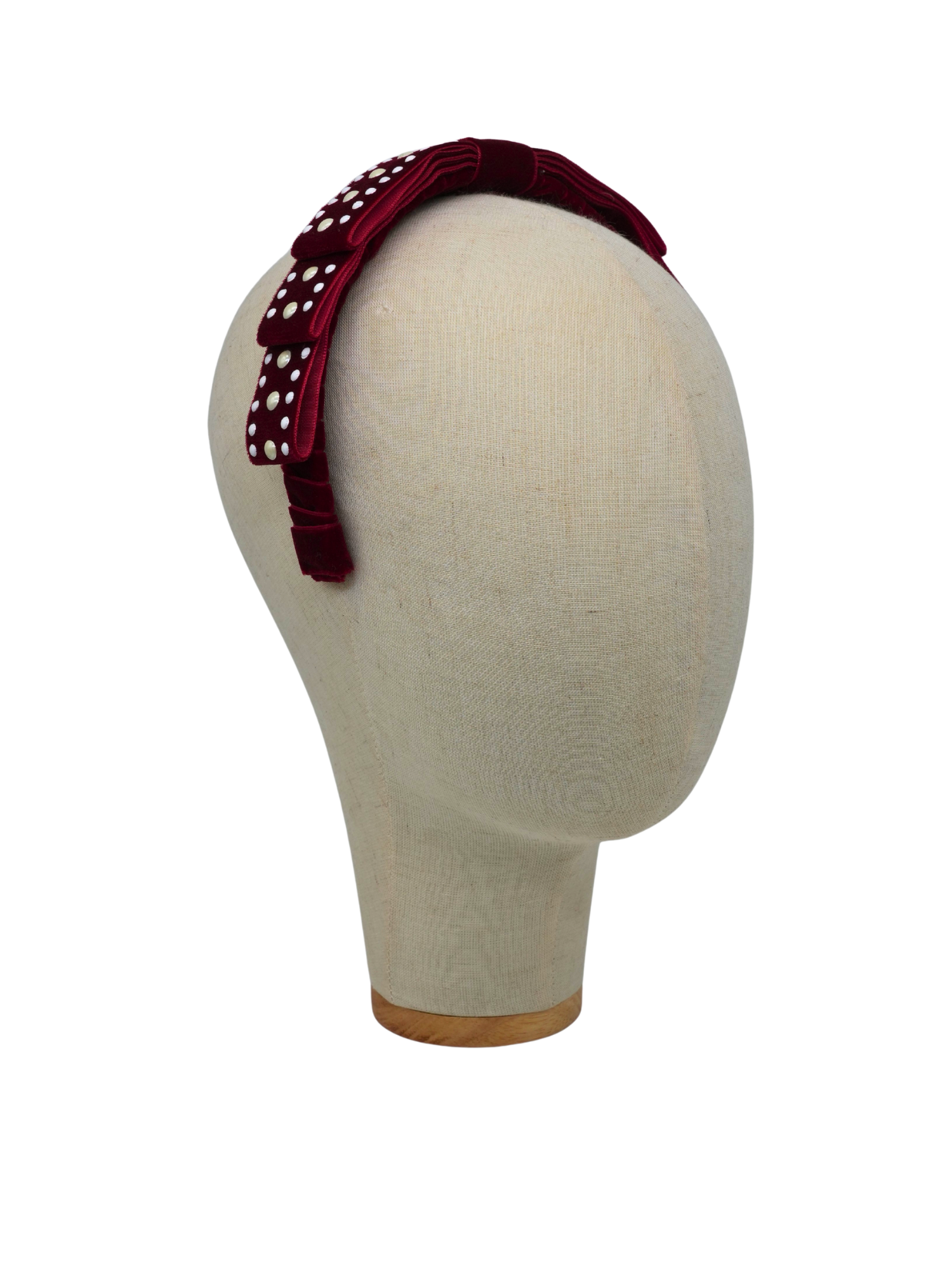 Red Velvet Pearl Bow Headband