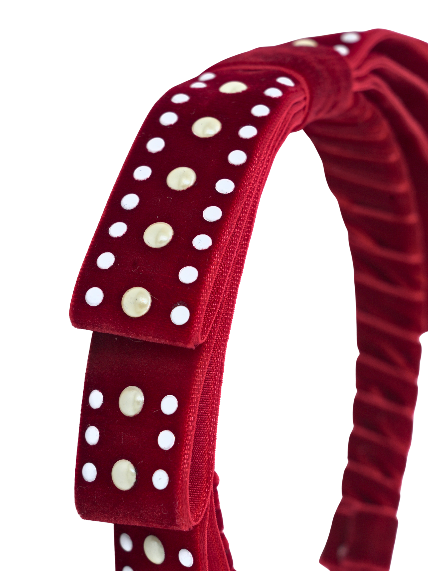 Red Velvet Pearl Bow Headband
