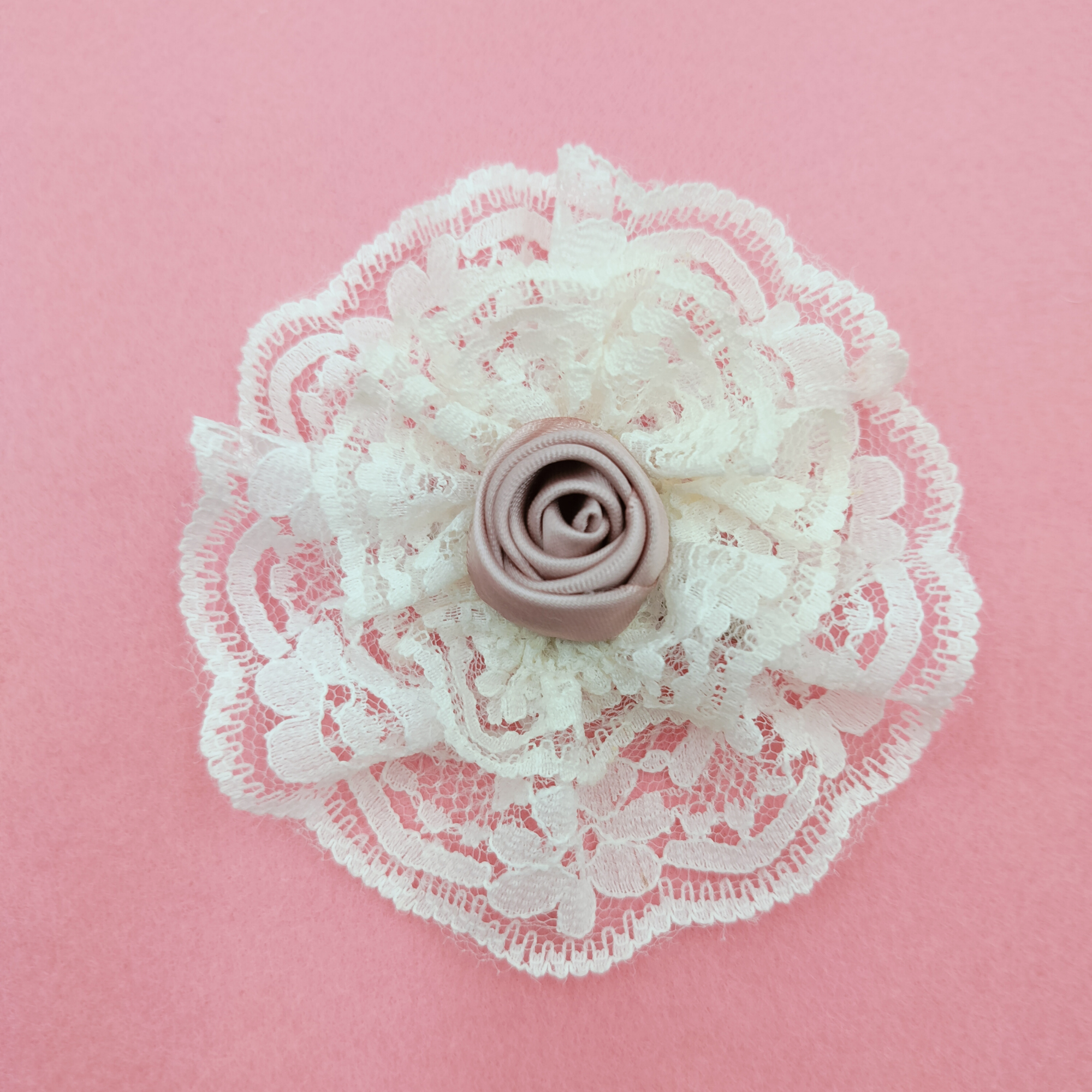 Cream lace flower hair clip