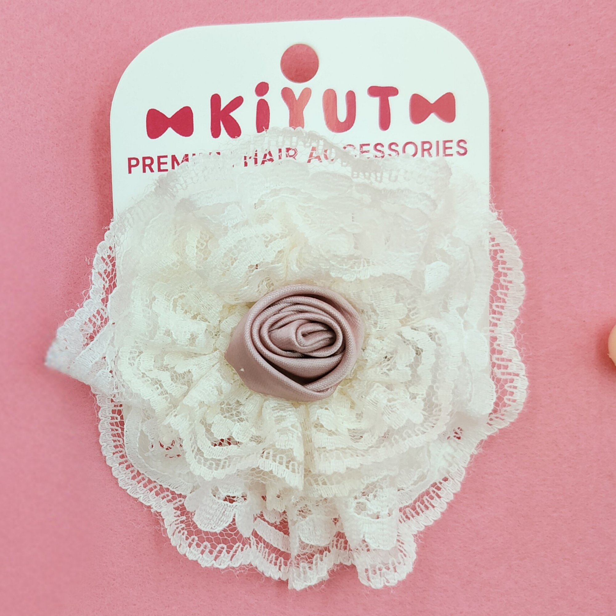 Cream lace flower hair clip