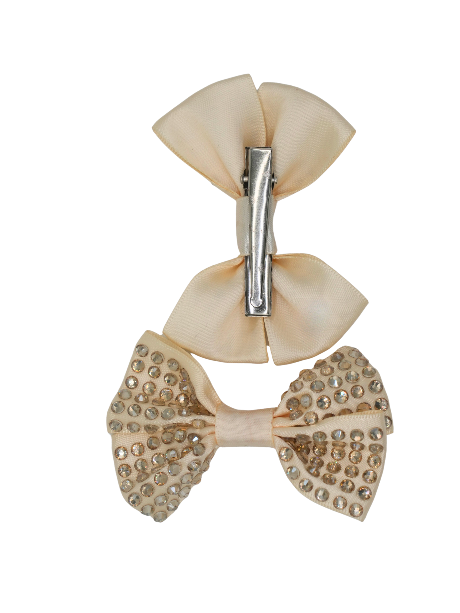 Set of two cream satin hair bows