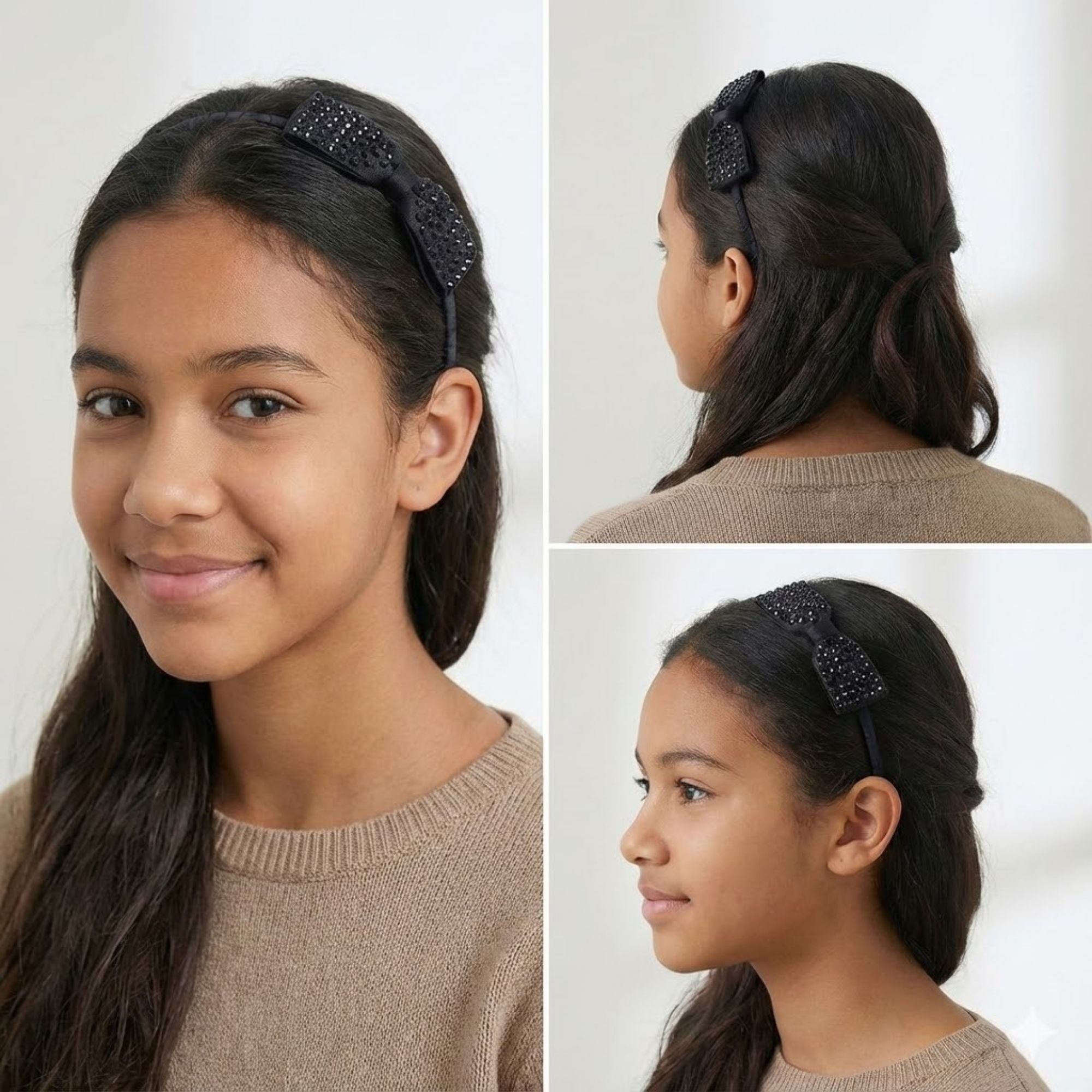 Black Jeweled  Bow Headband