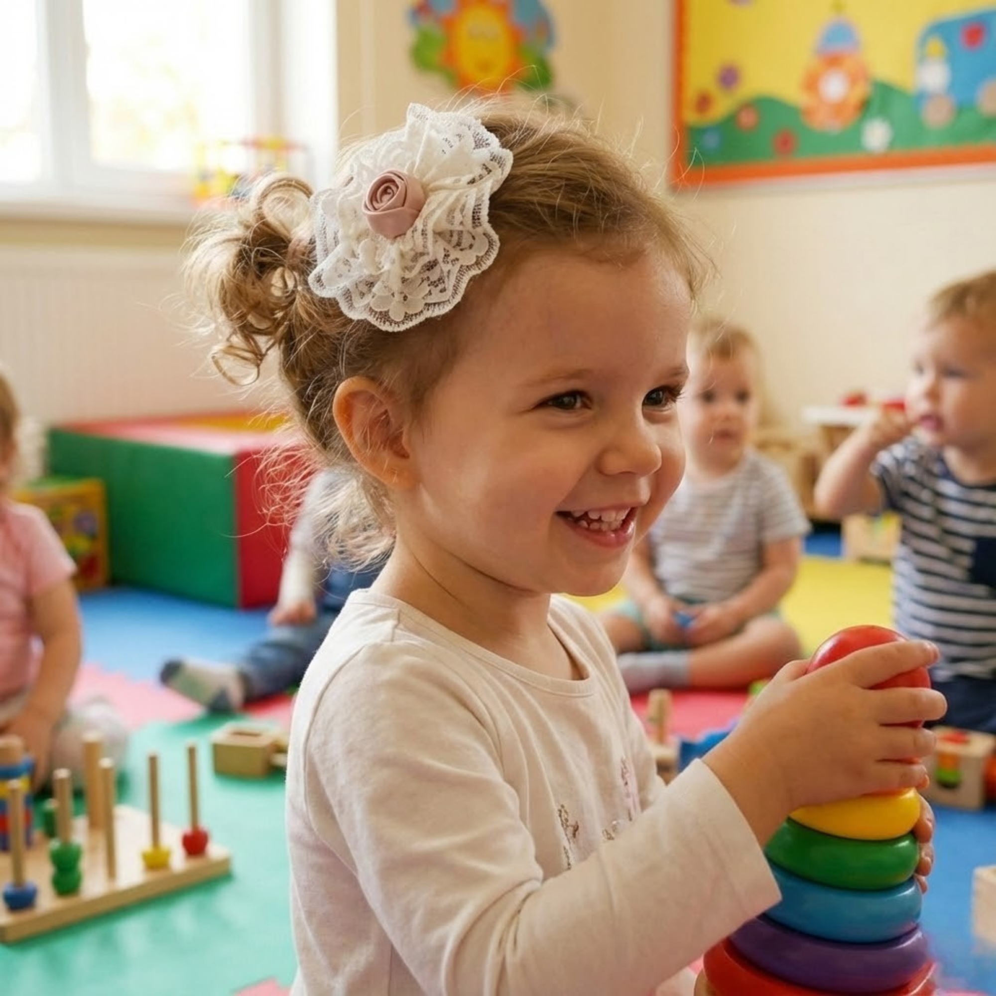 Cream lace flower hair clip