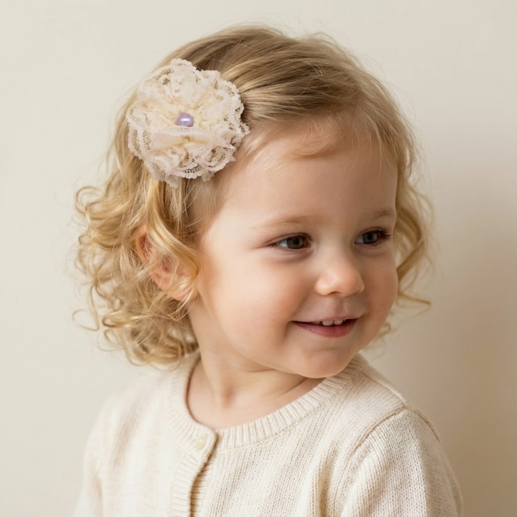 Cream lace flower hair clip