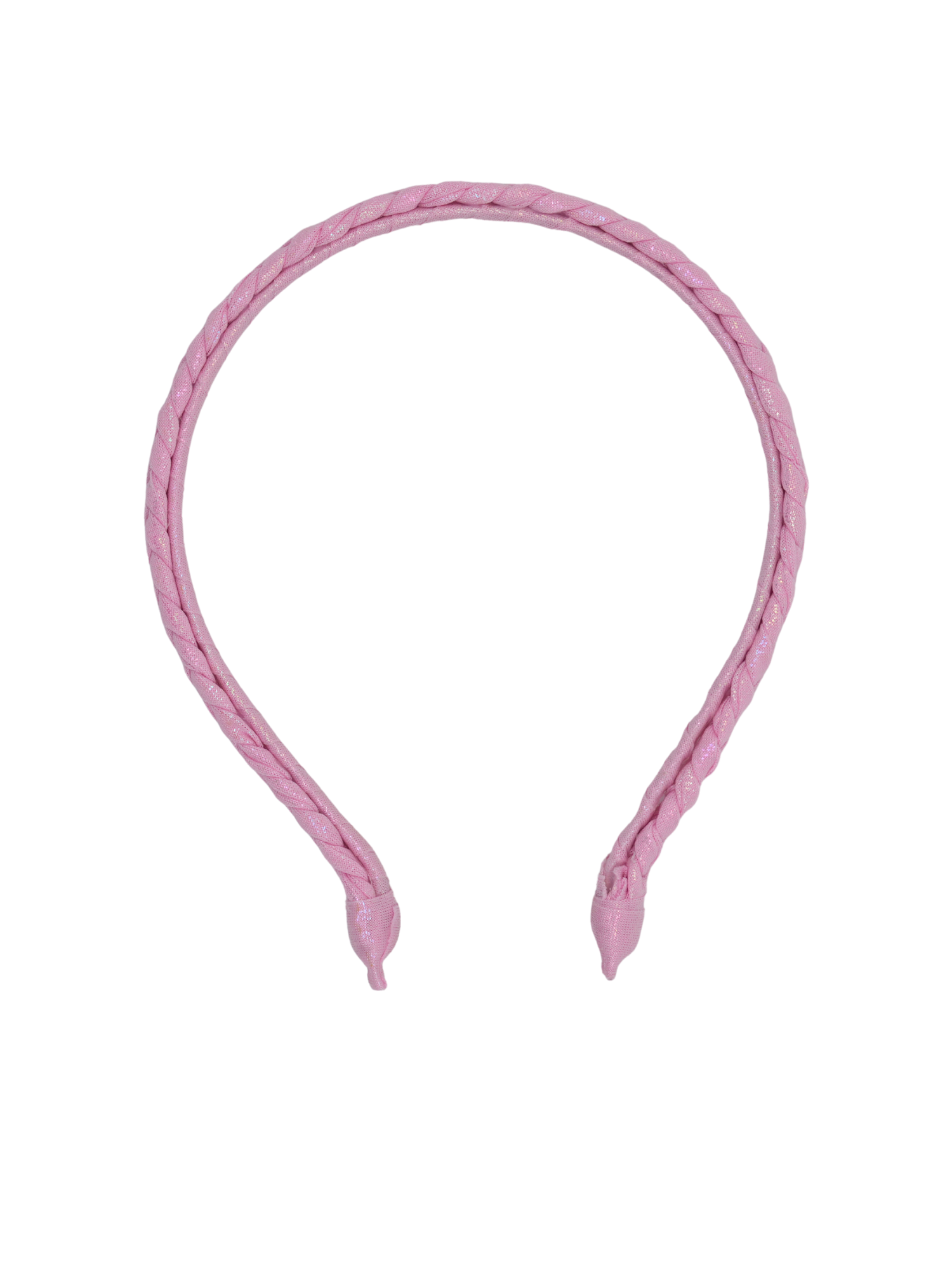 Shimmer finish pink braided headband
