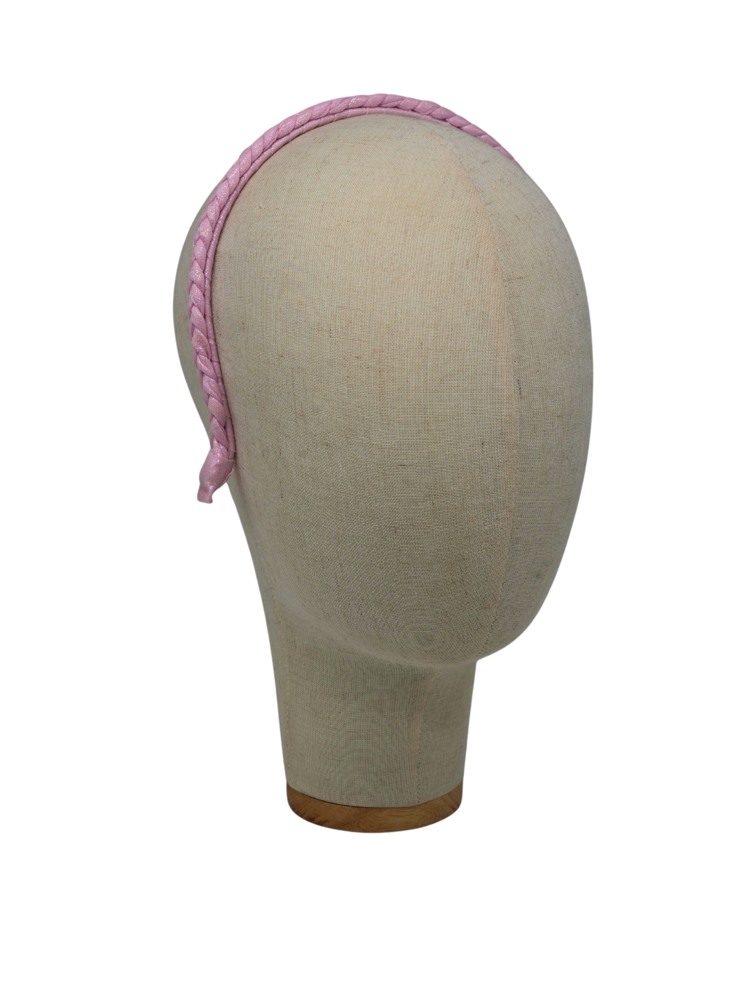 Shimmer finish pink braided headband