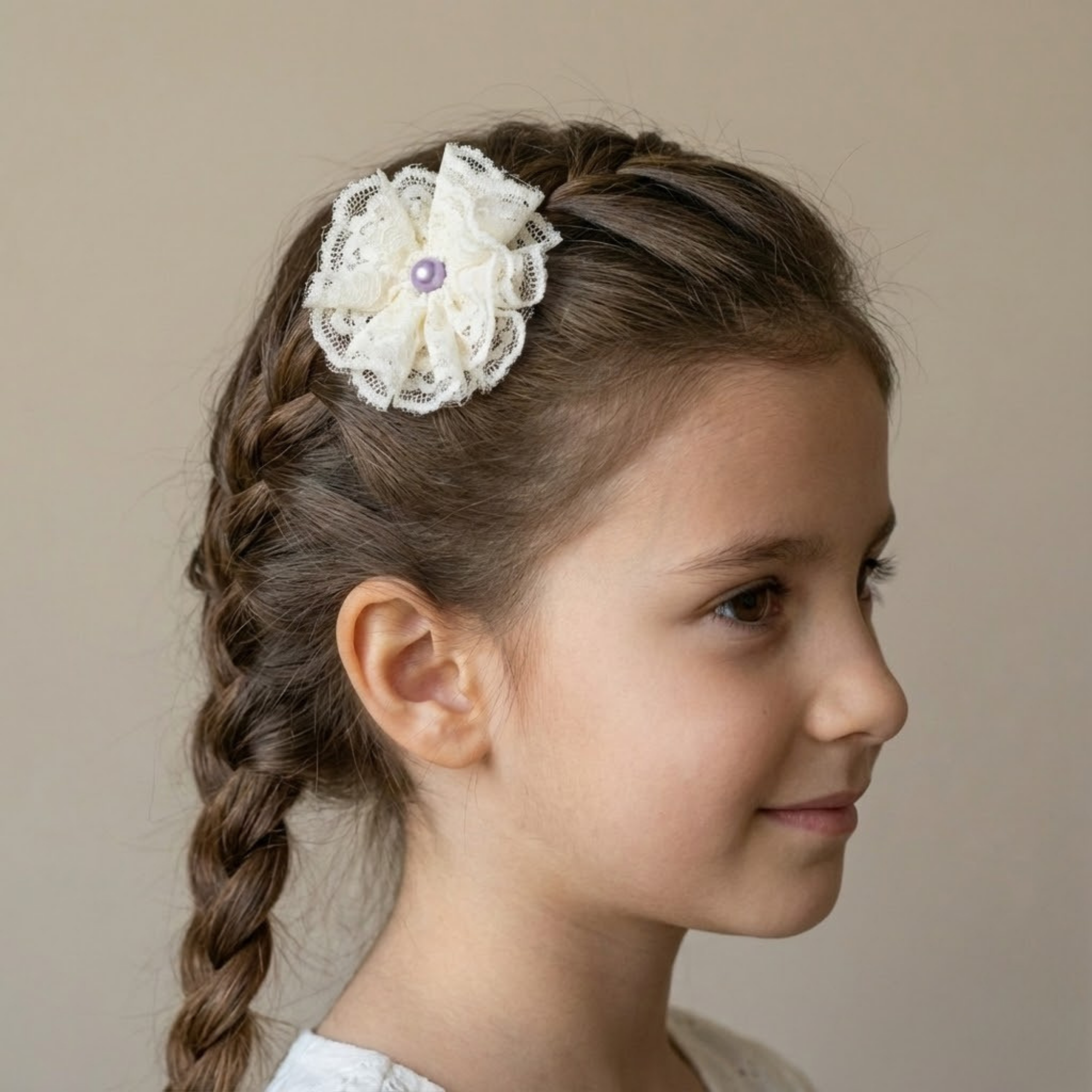 Cream lace flower hair clip