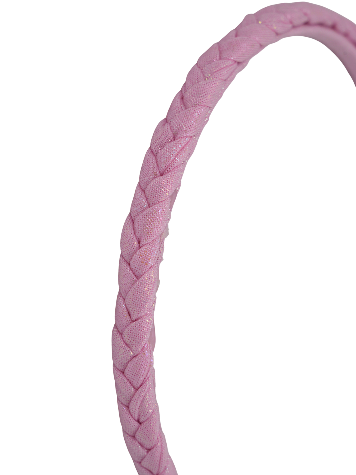 Shimmer finish pink braided headband