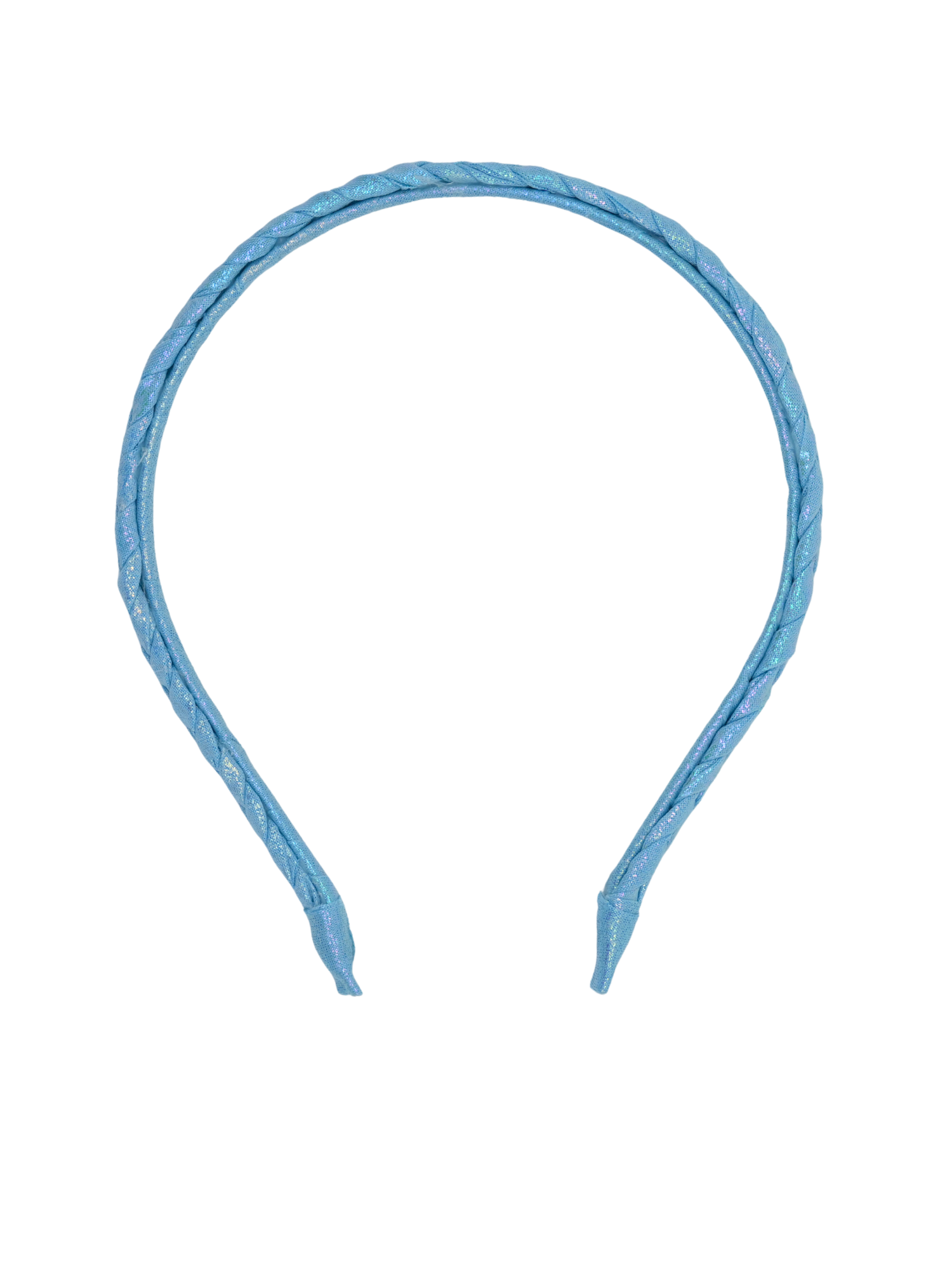 Shimmer finish blue braided headband