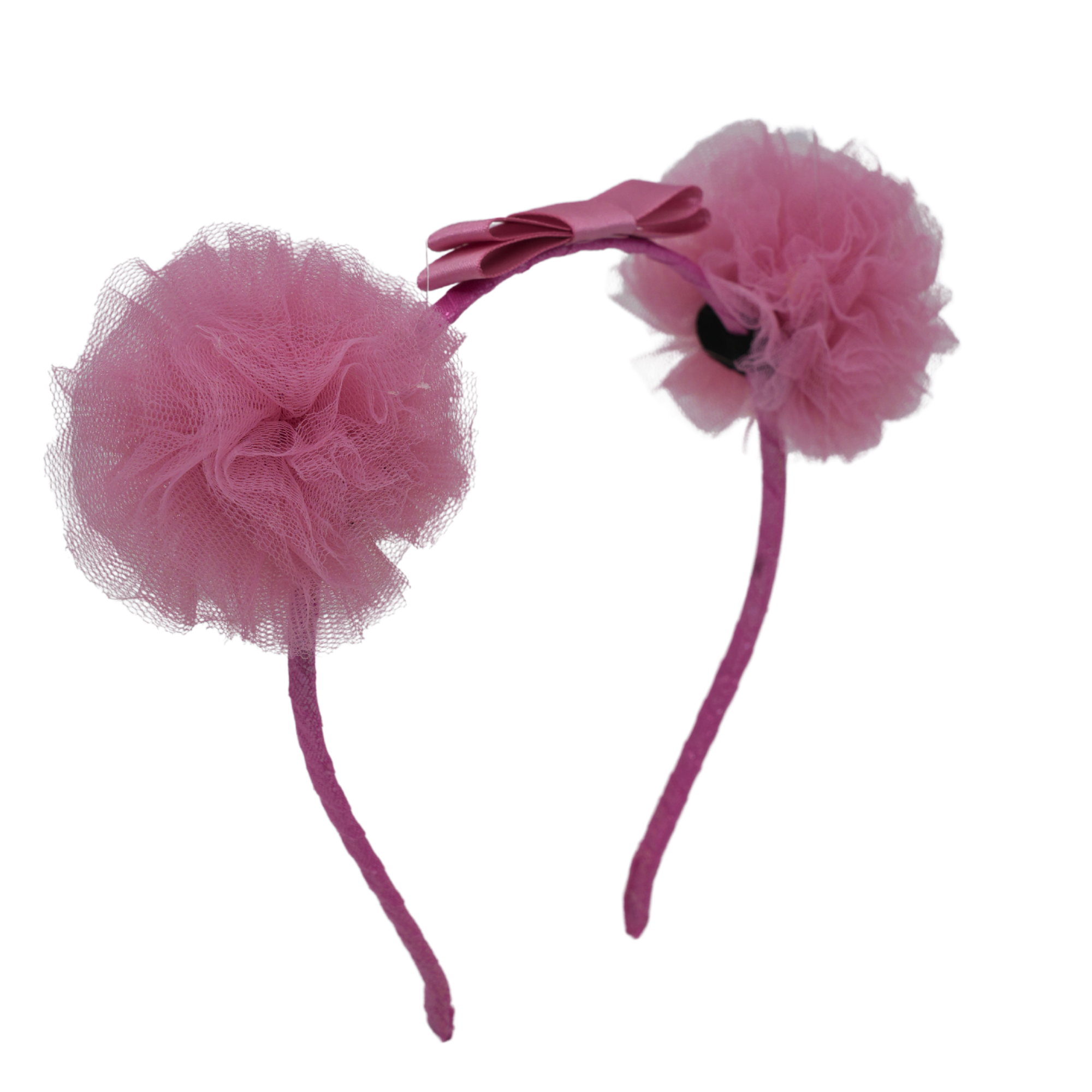 Satin Bow Tulle Headband – Pink.