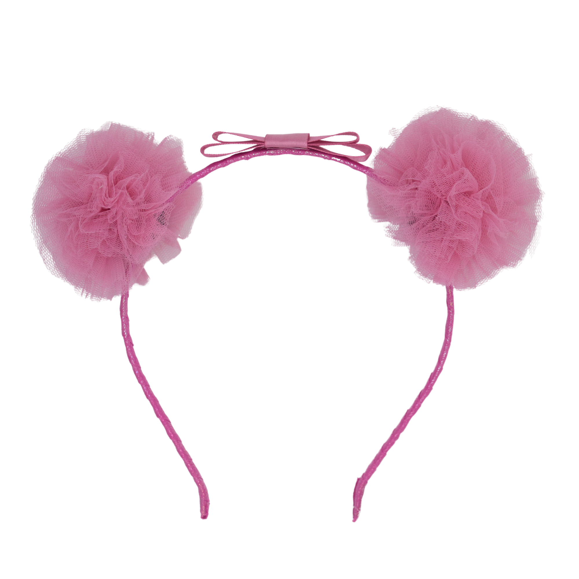 Satin Bow Tulle Headband – Pink.