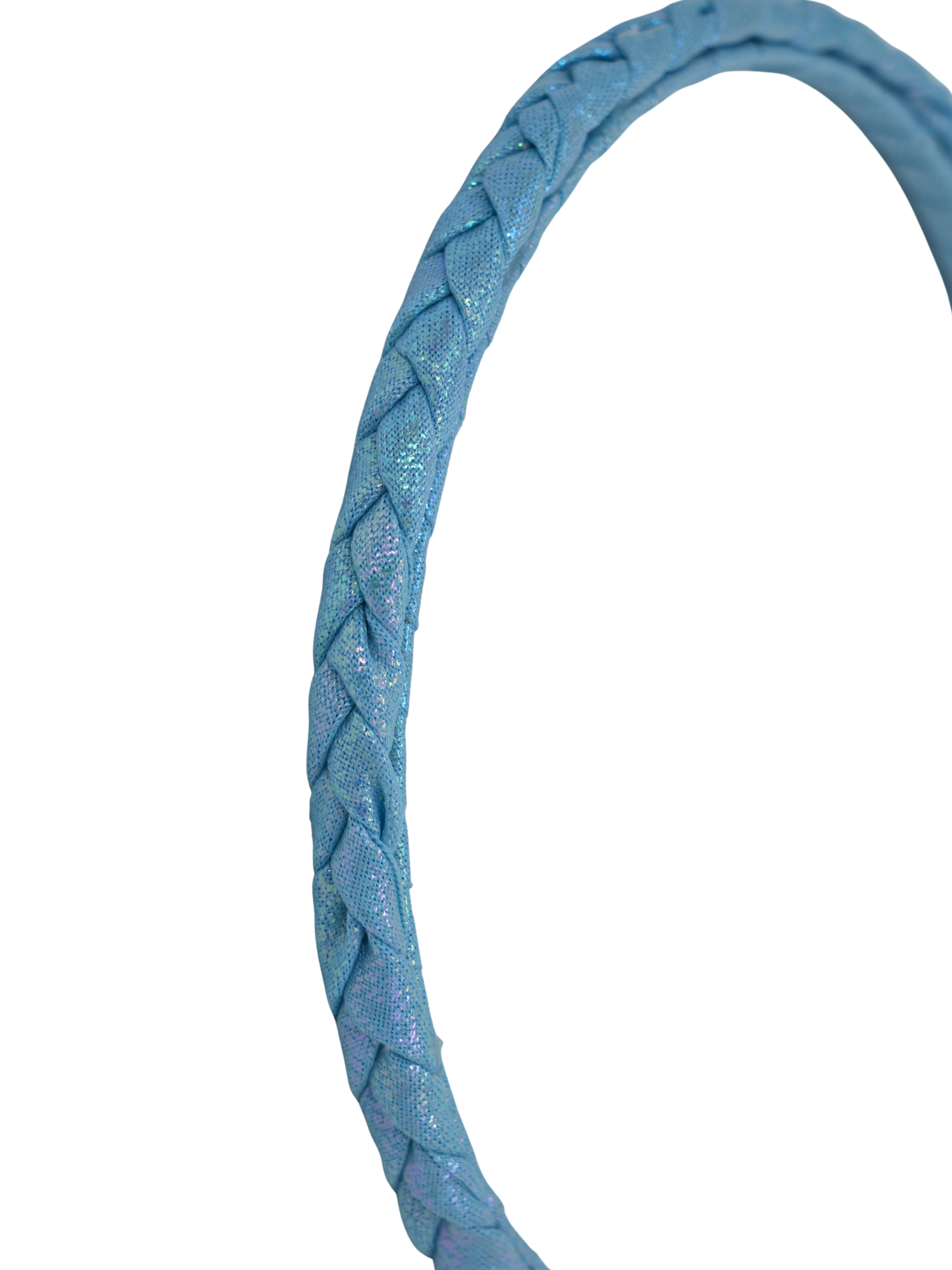 Shimmer finish blue braided headband