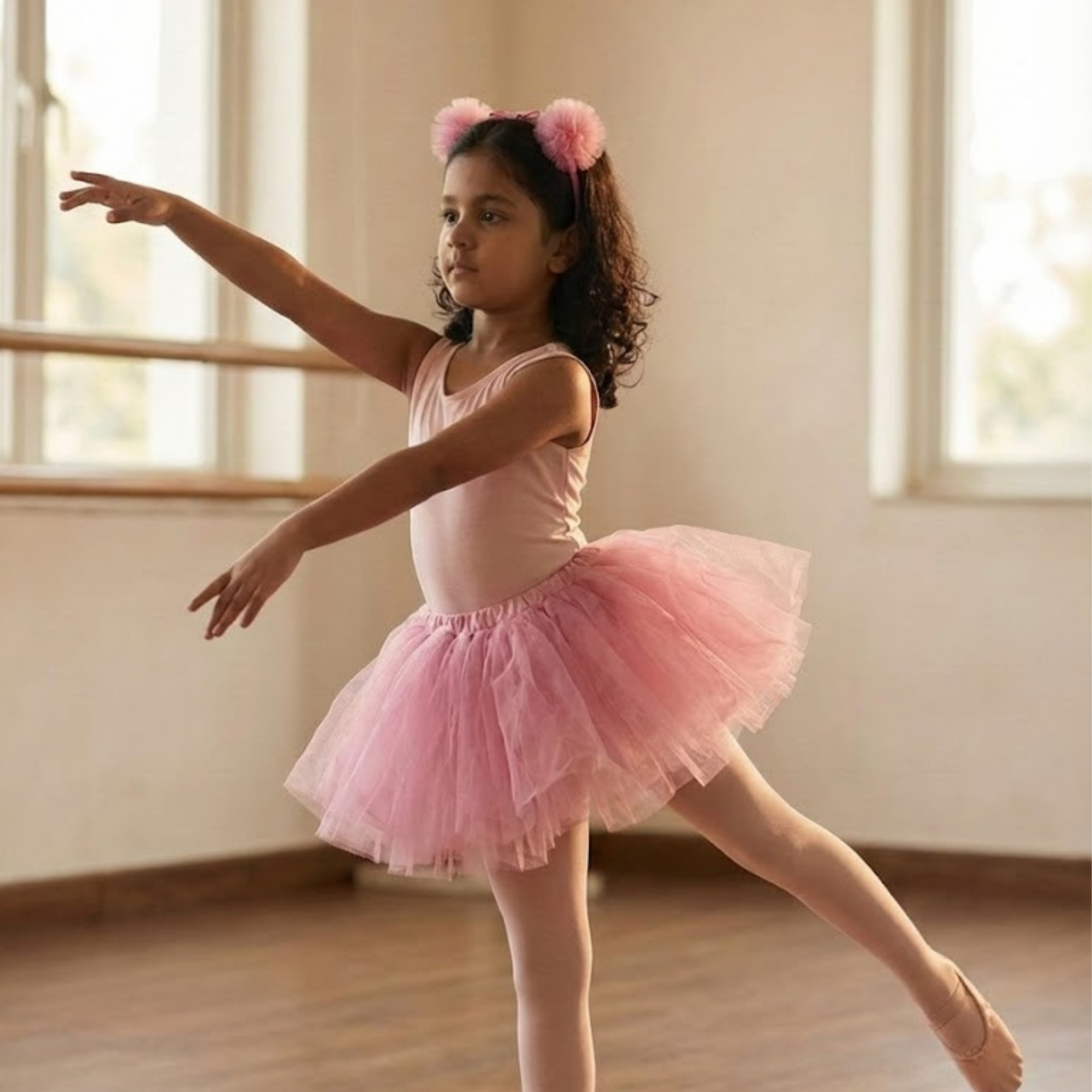 Satin Bow Tulle Headband – Pink.