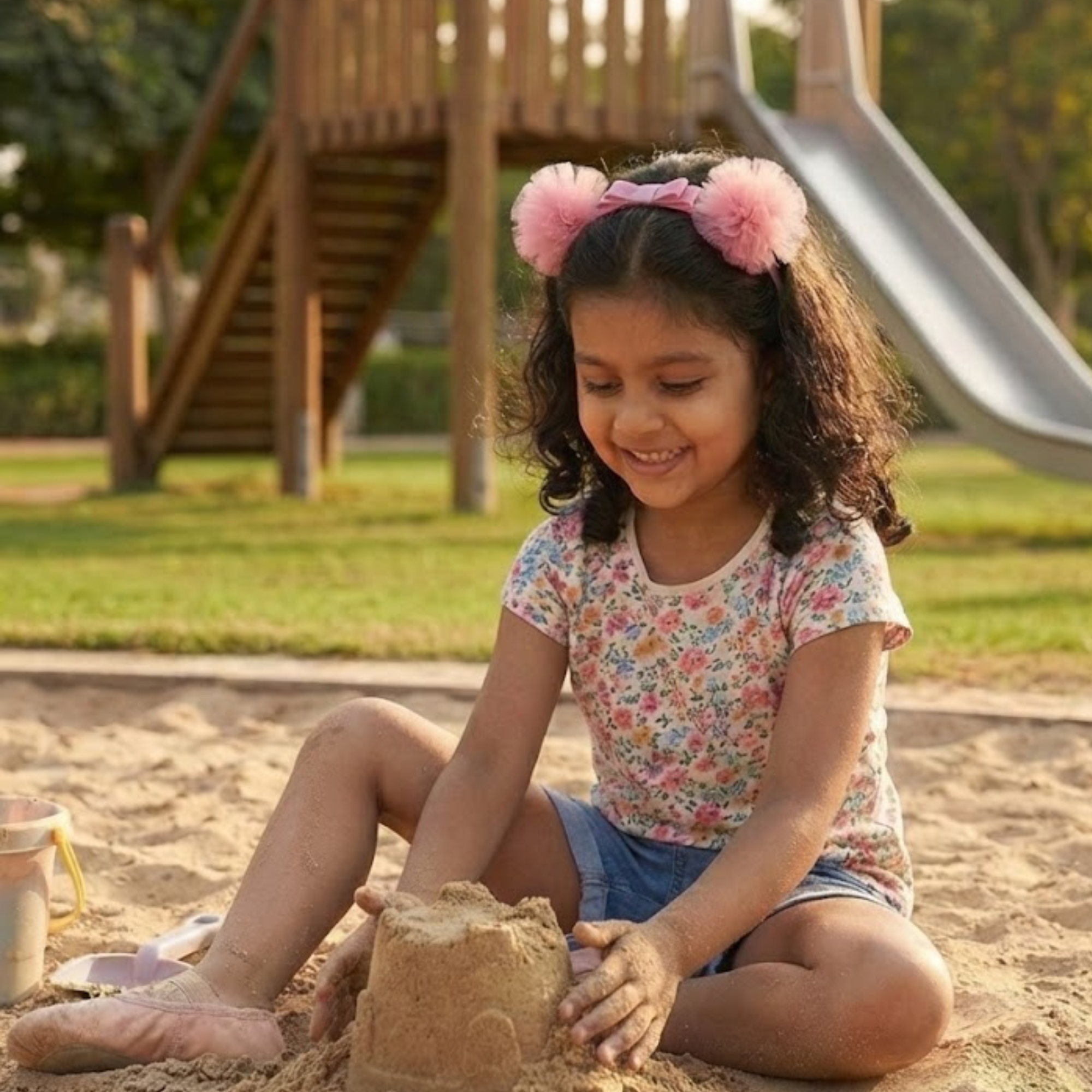 Satin Bow Tulle Headband – Pink.