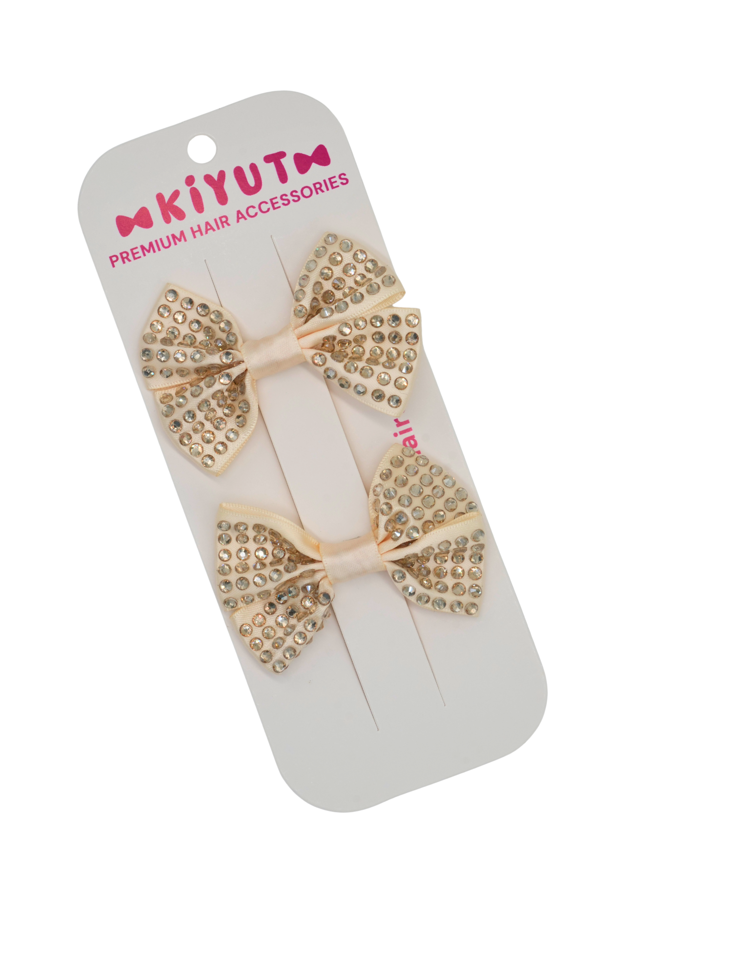 Set of two cream satin hair bows