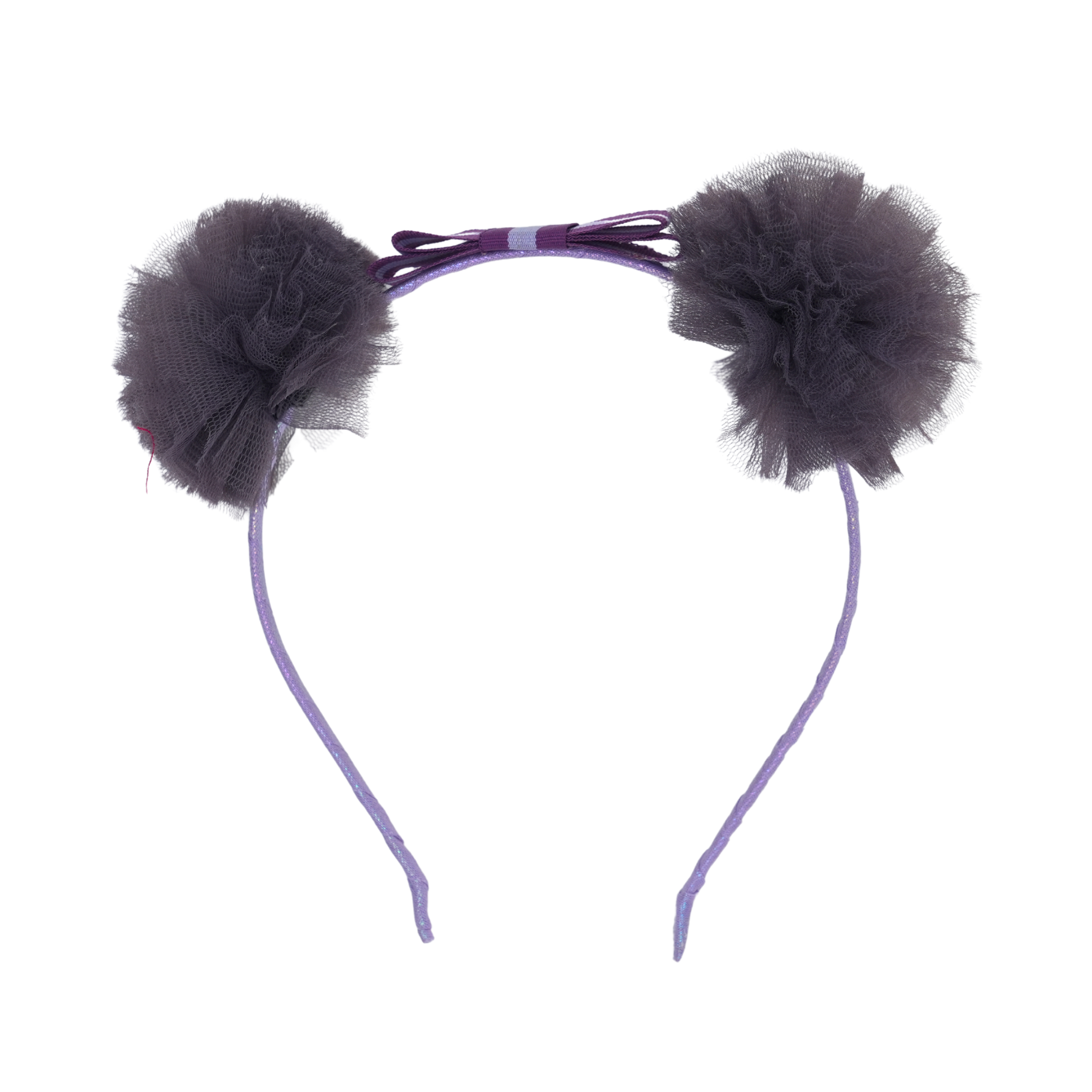 Satin Bow Tulle Headband – Purple.
