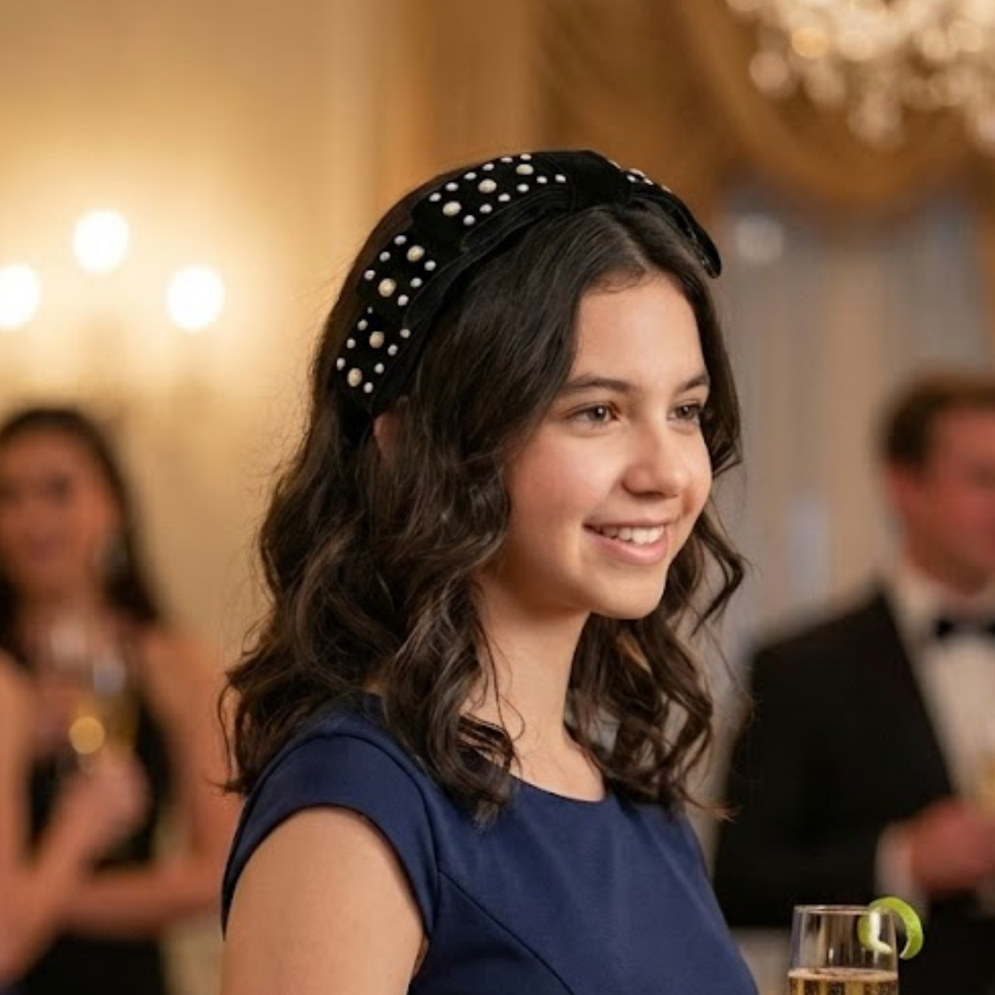 Black Velvet Pearl Bow Headband