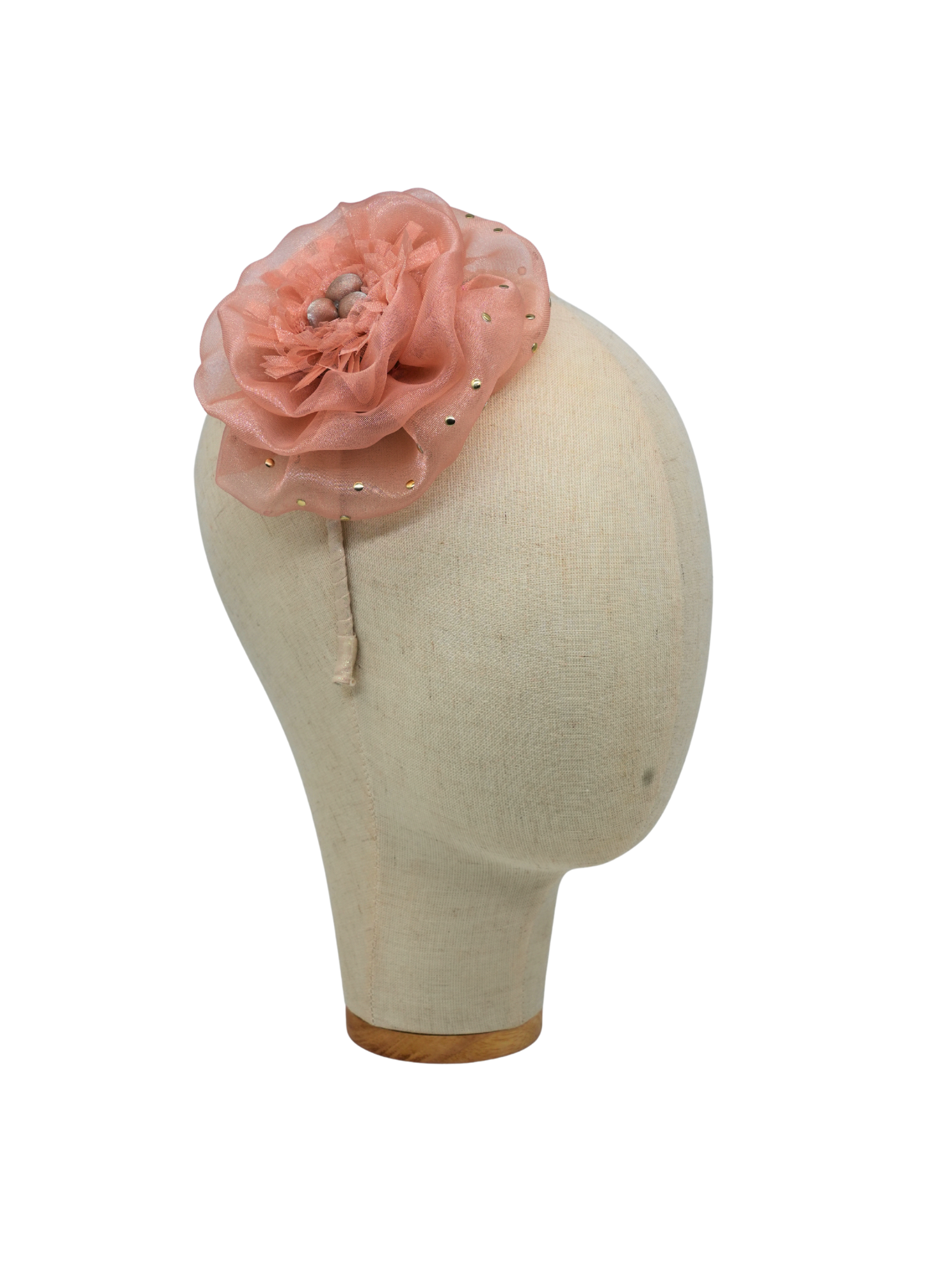 Peach Peony Organza Headband