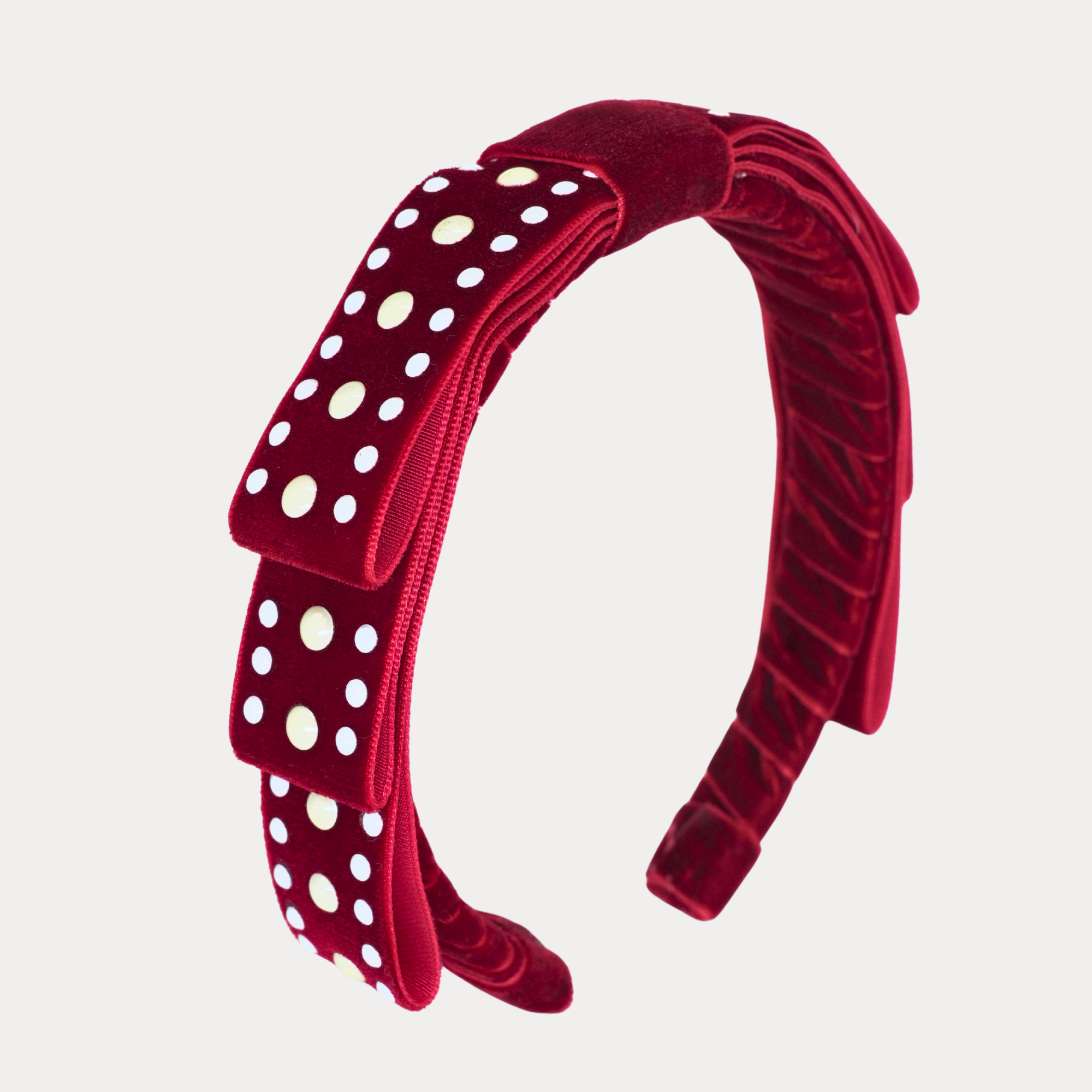 Red Velvet Pearl Bow Headband