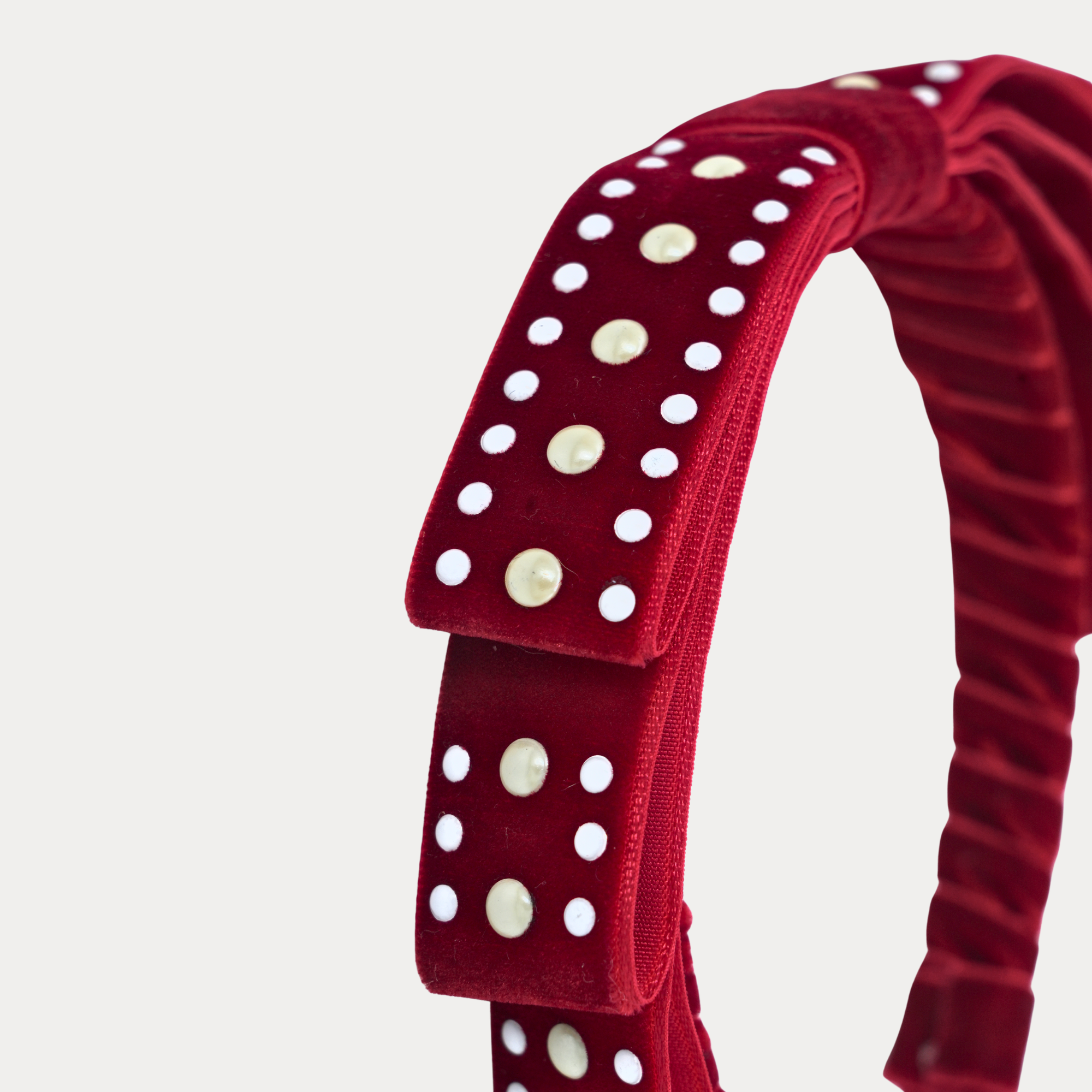 Red Velvet Pearl Bow Headband