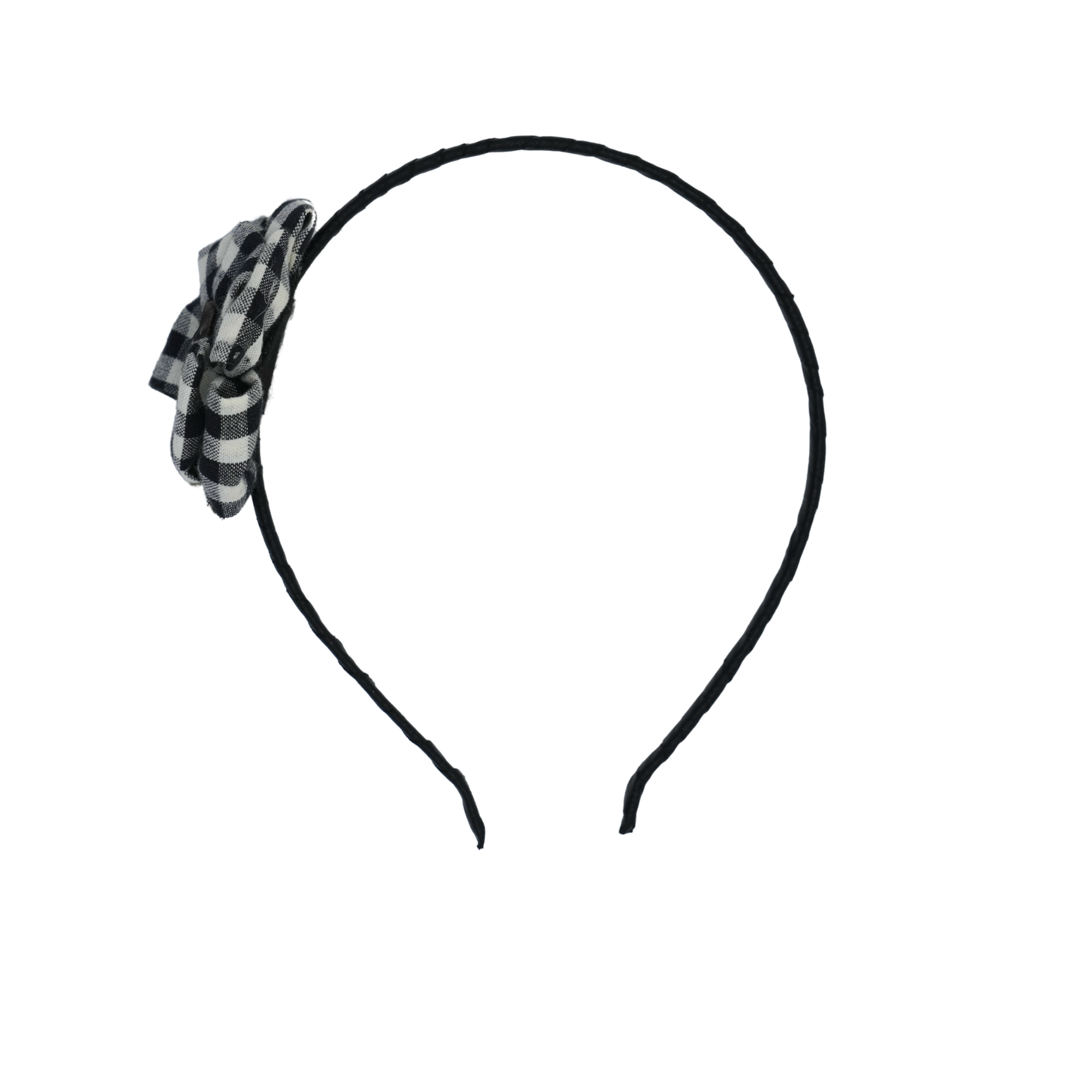 Black Gingham Flower Pearl Headband