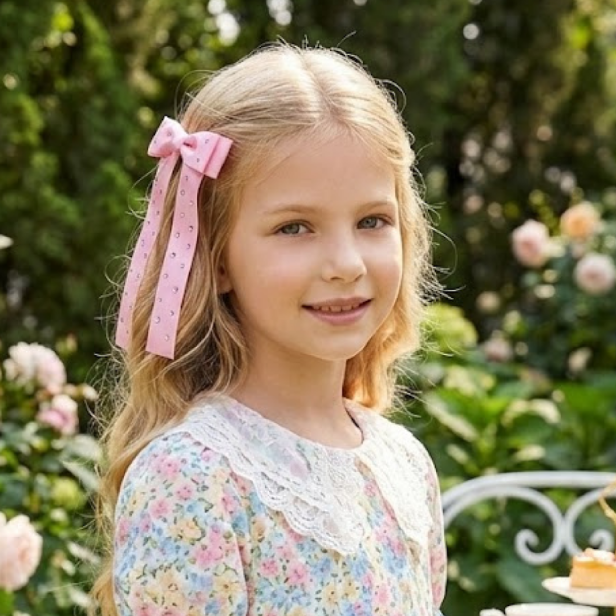 Pink Rhinestone Bow Clip