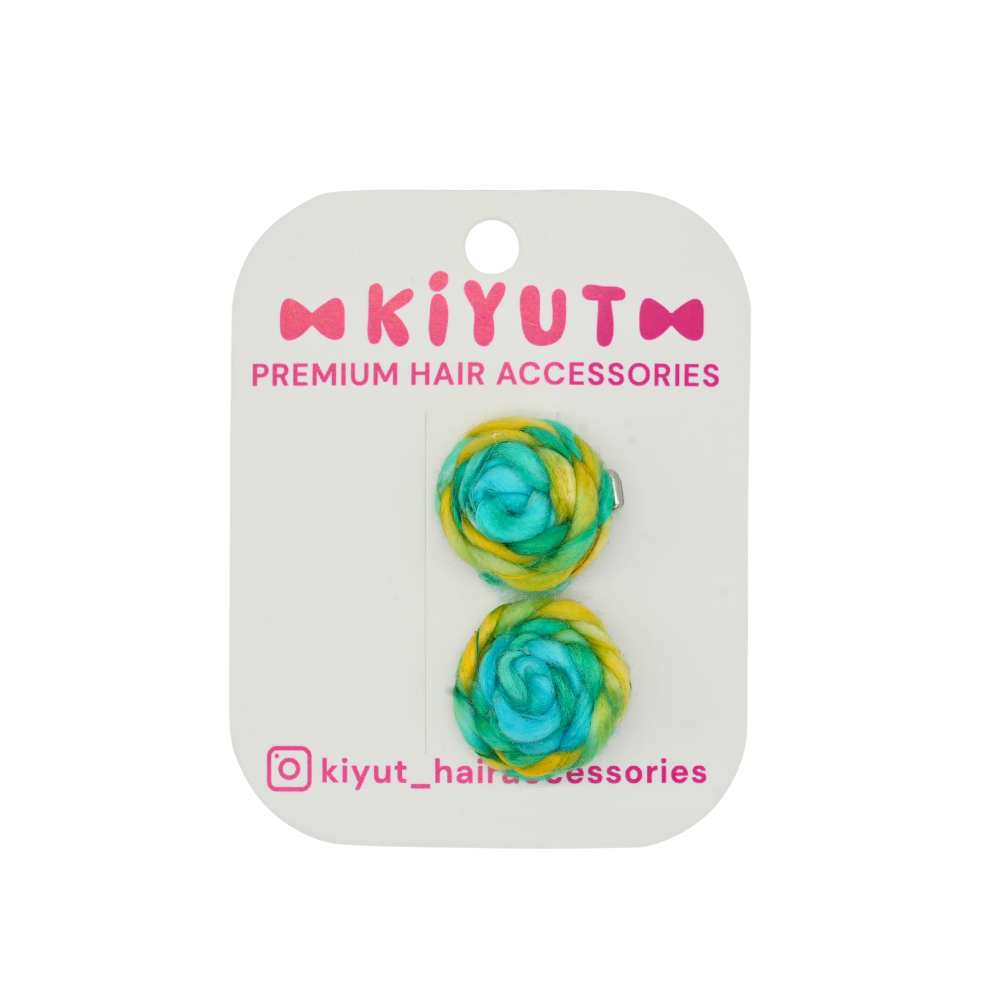 Set of two colorful hair clip -Green
