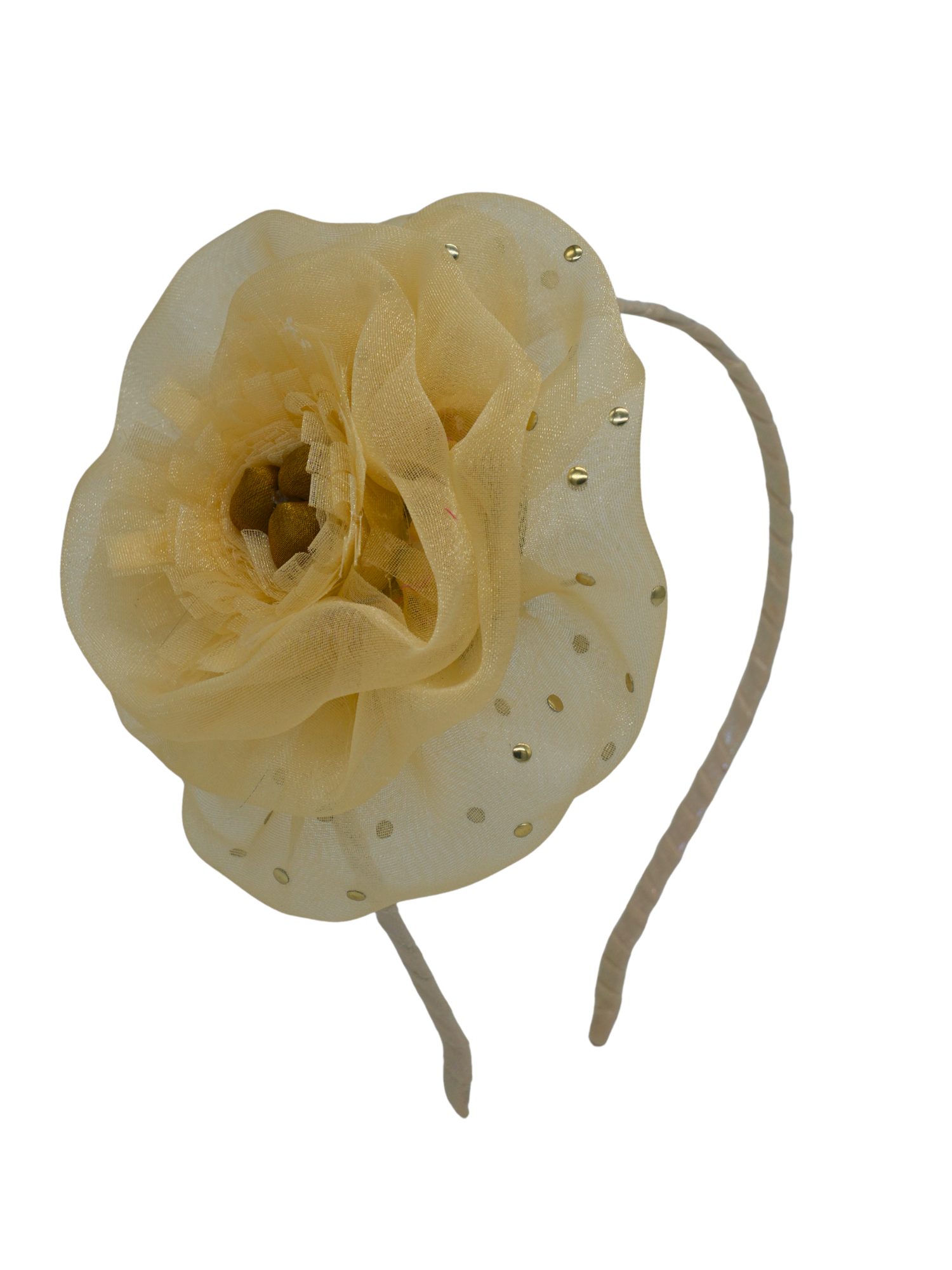 Light Yellow Organza Peony Headband