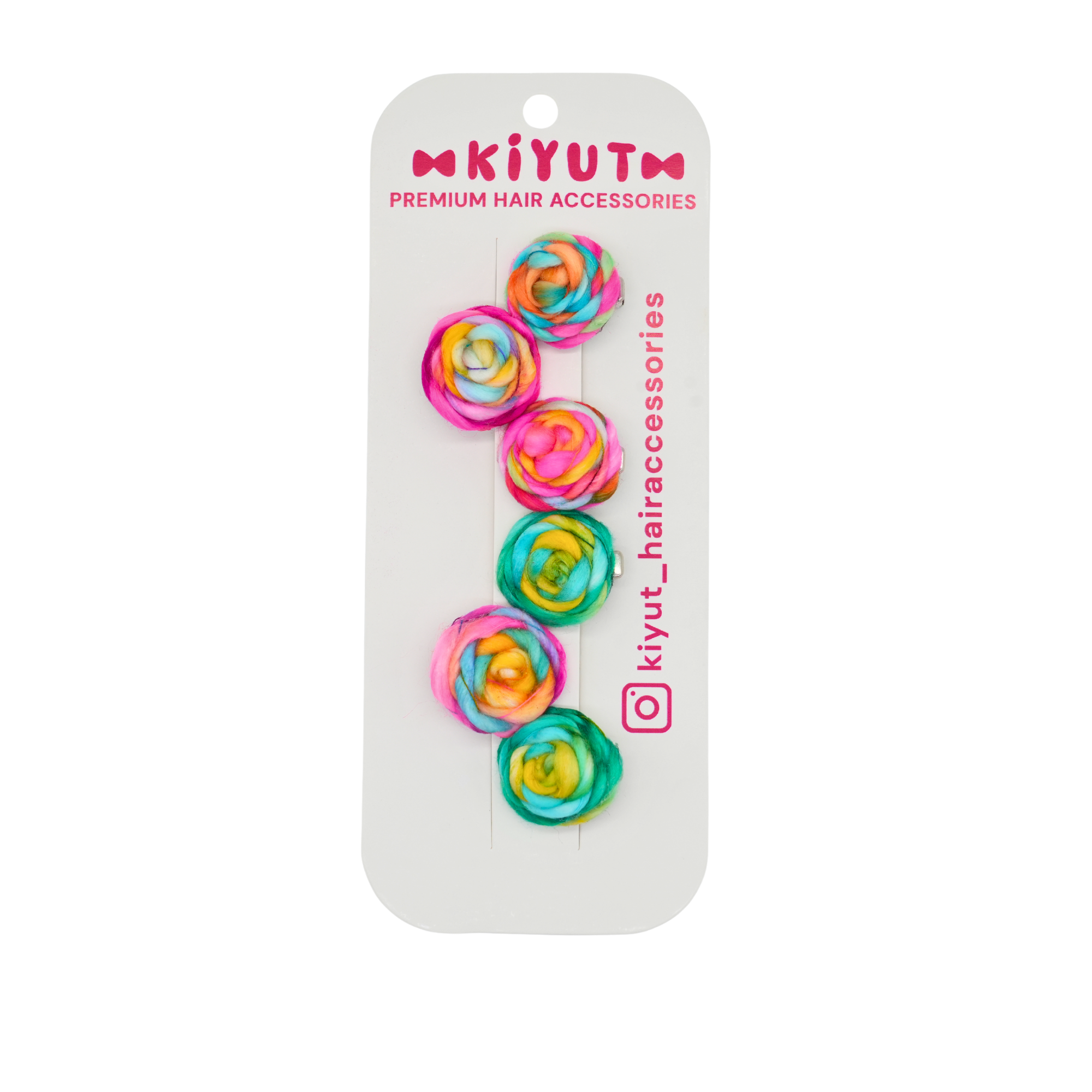 Set of six colorful hair clip