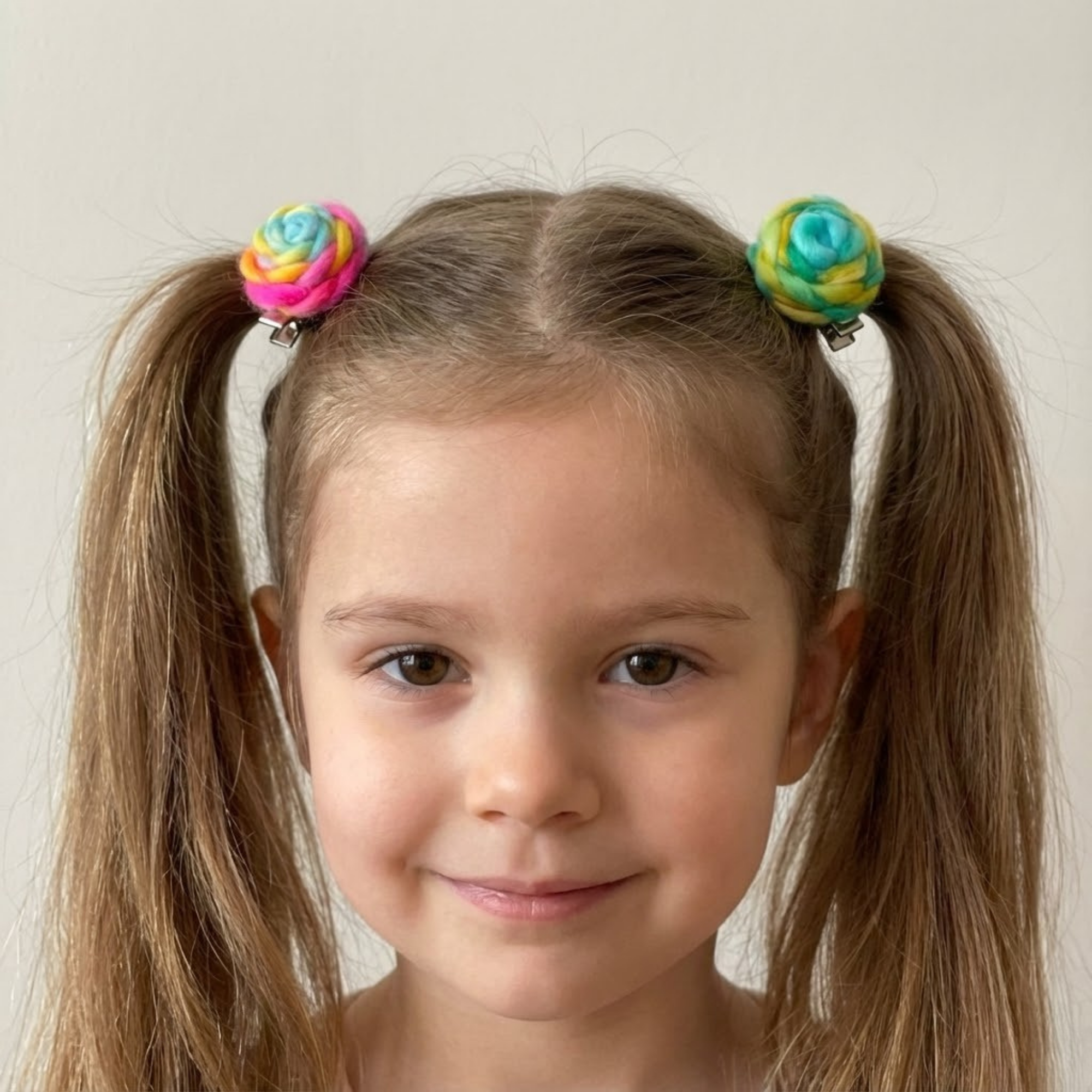 Set of six colorful hair clip