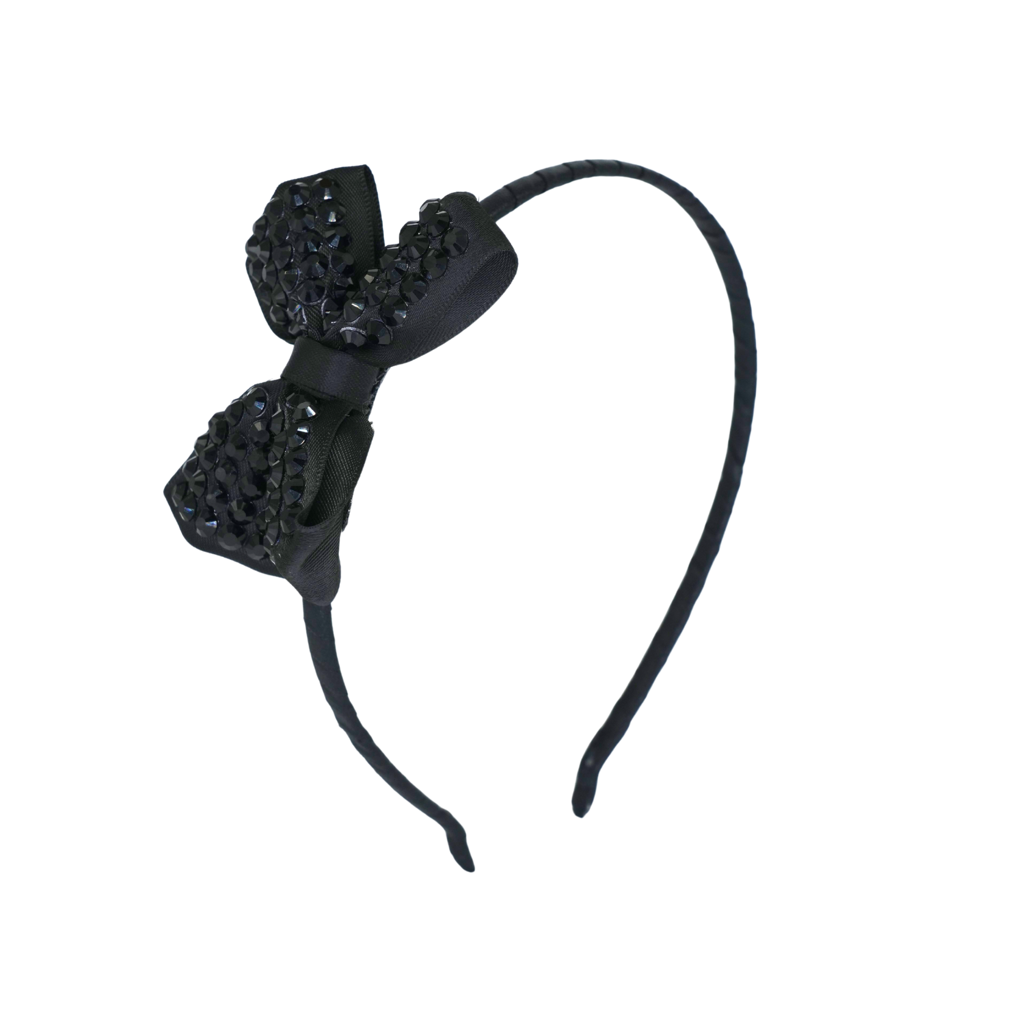 Black Crystal Jeweled Cross Bow Headband