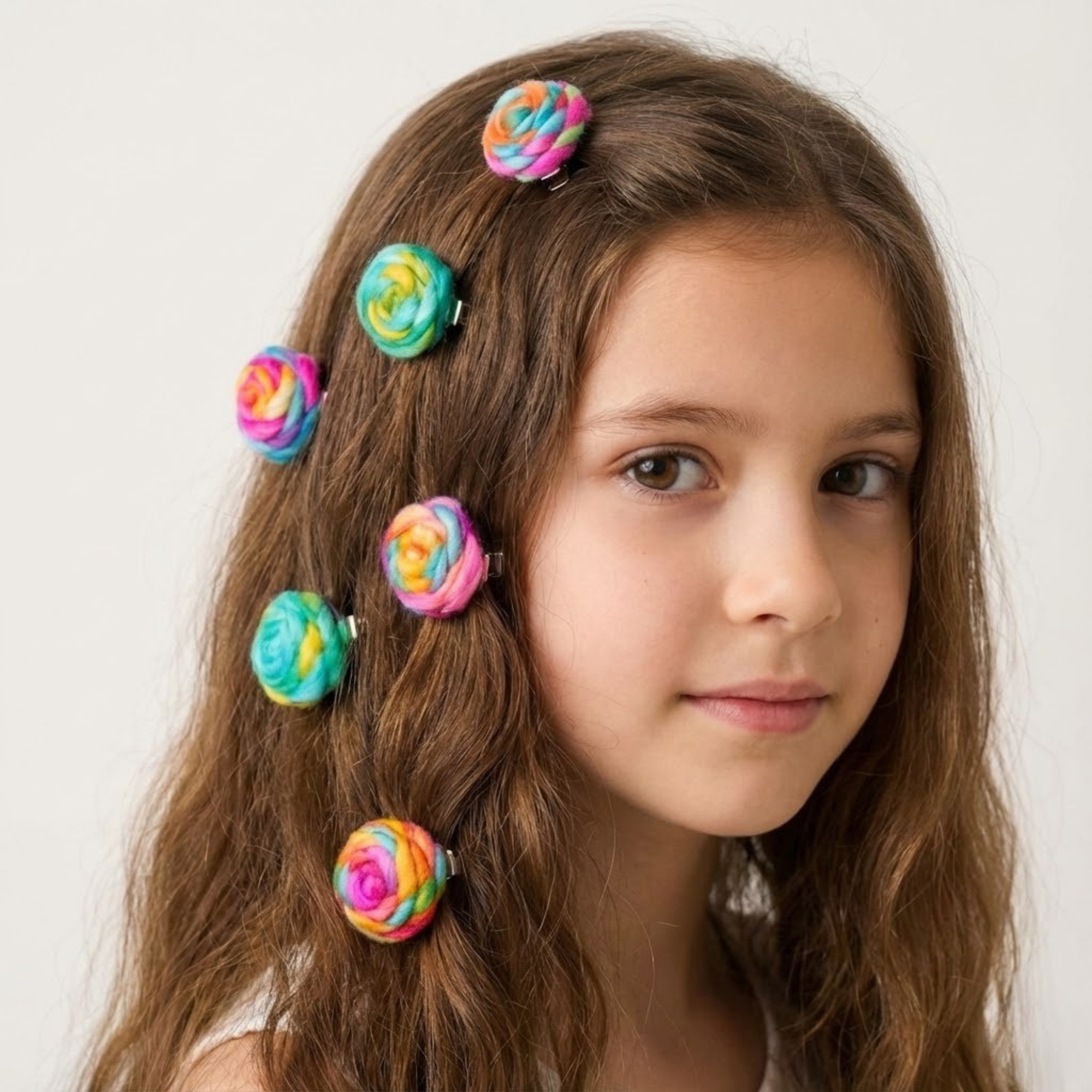 Set of six colorful hair clip