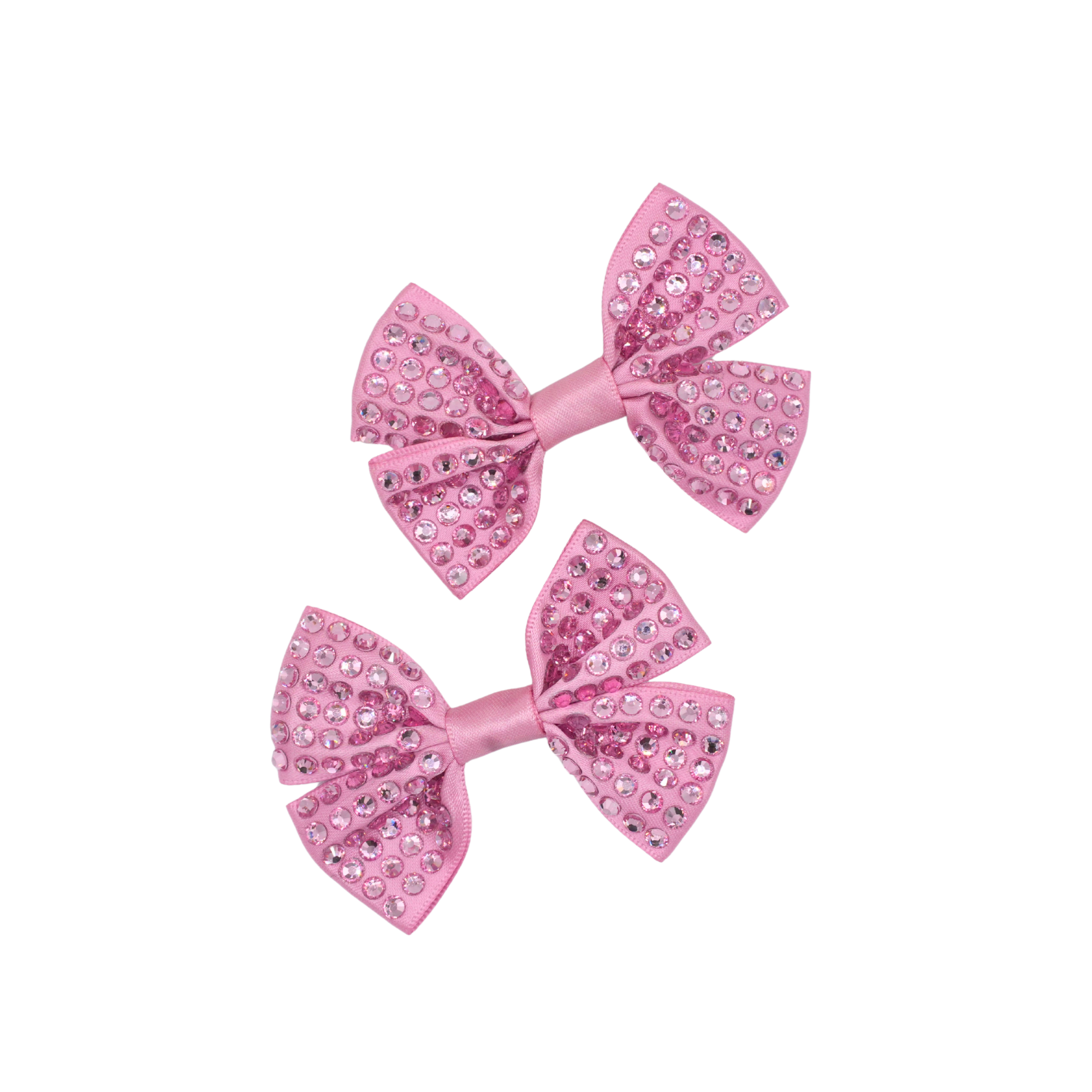 Set of two pink satin hair bows
