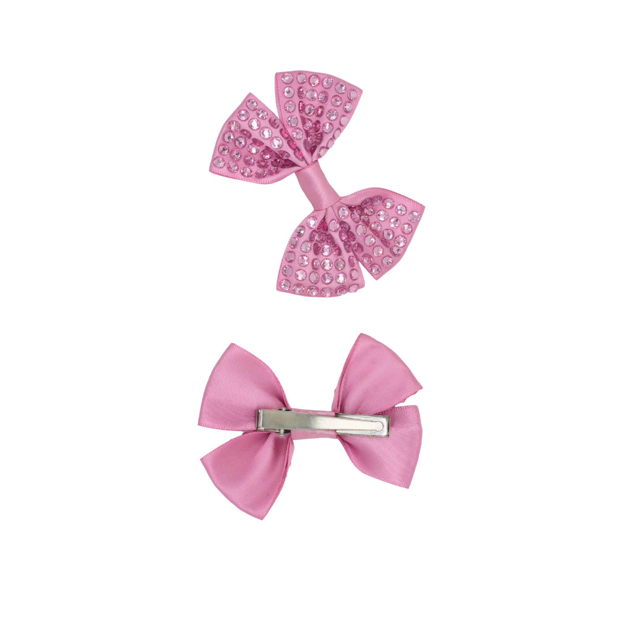 Set of two pink satin hair bows