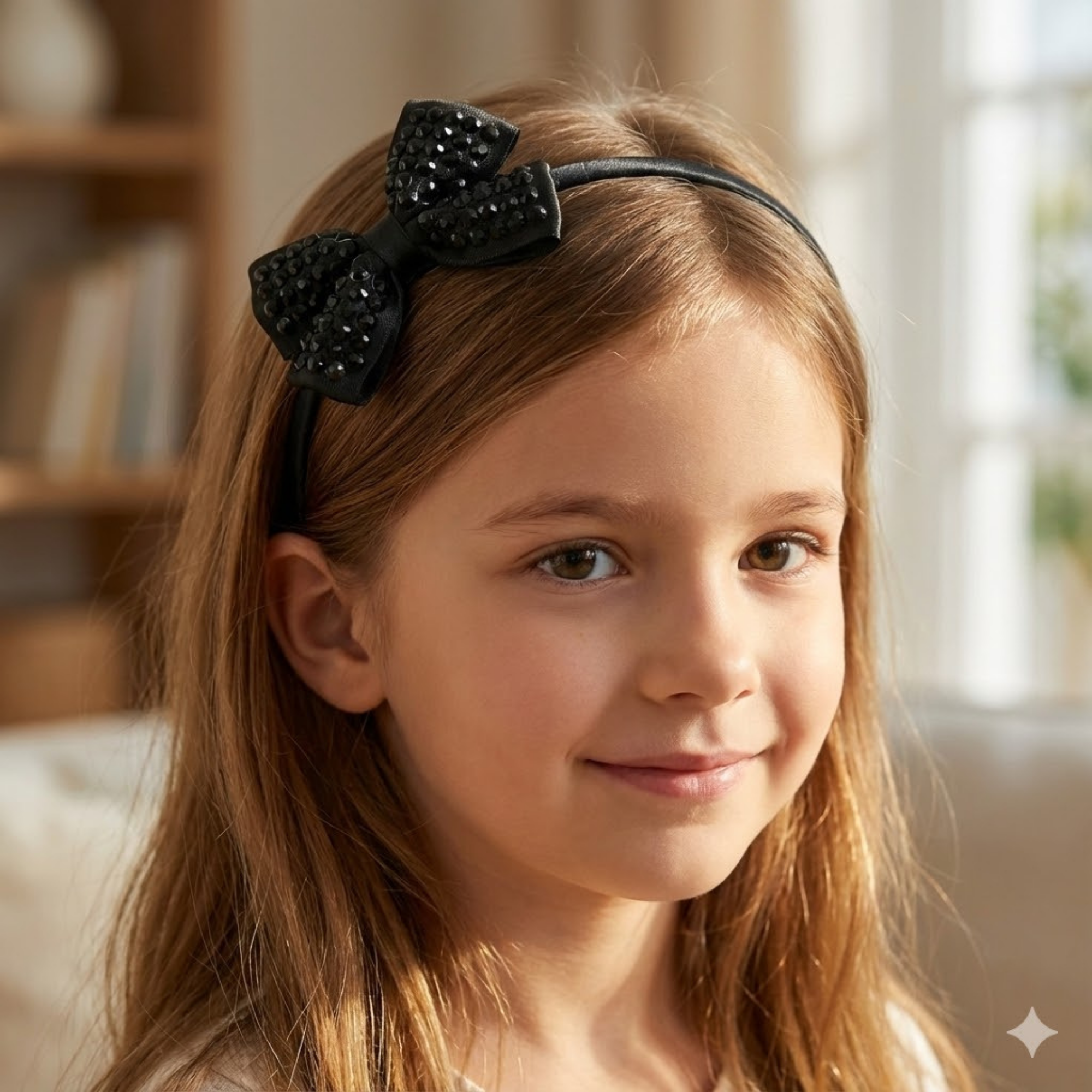 Black Crystal Jeweled Cross Bow Headband