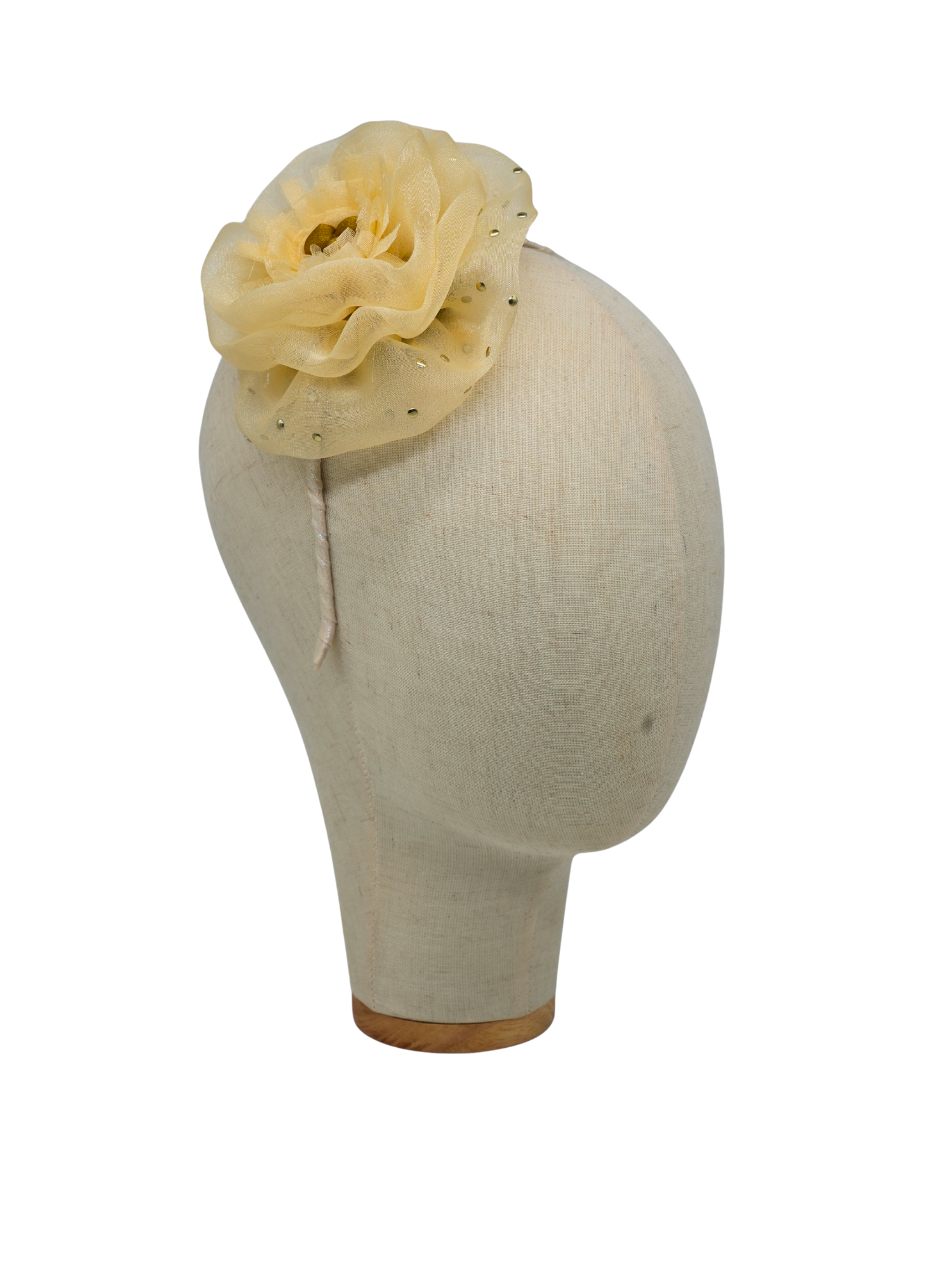 Light Yellow Organza Peony Headband