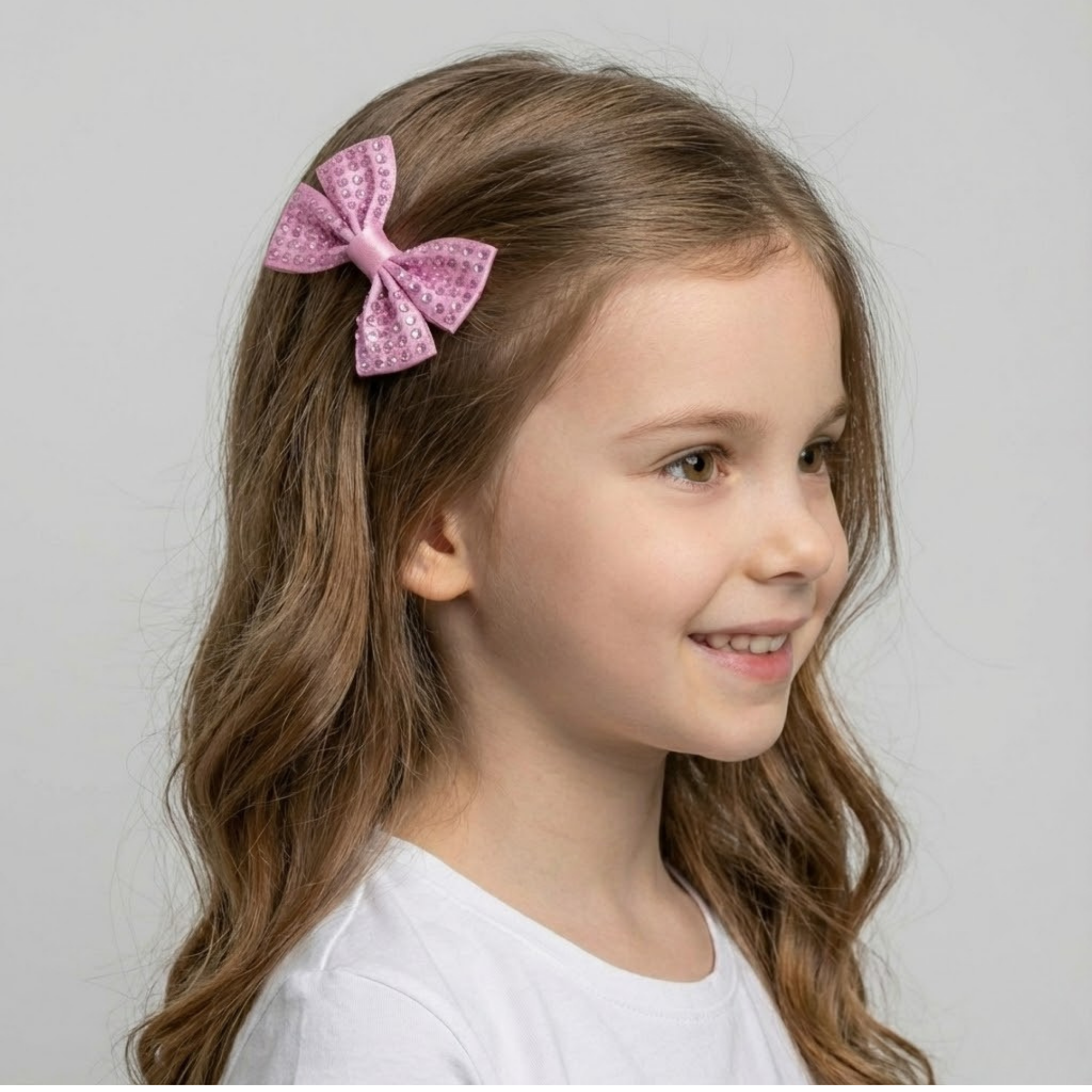 Set of two pink satin hair bows