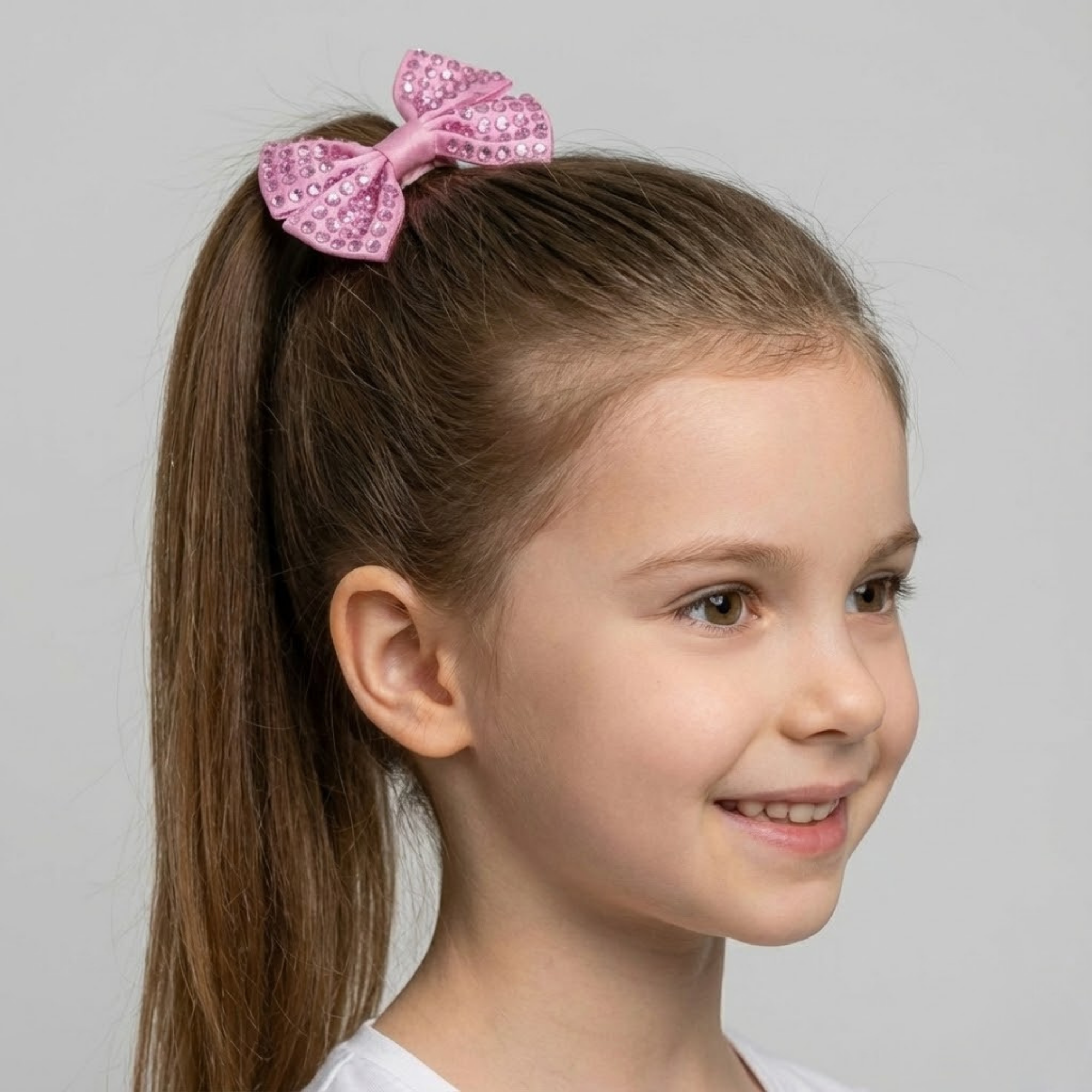 Set of two pink satin hair bows