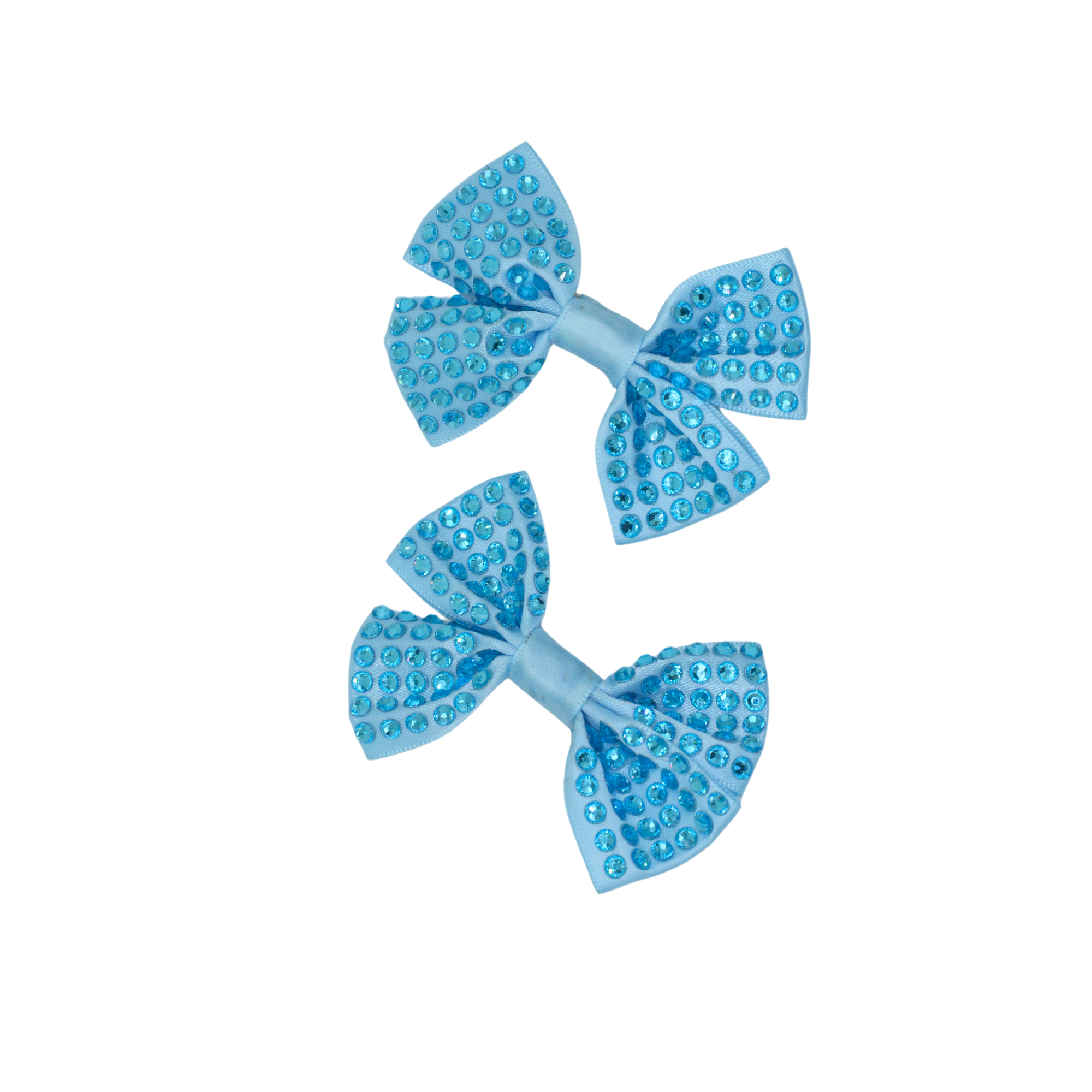 Set of two blue satin hair bows