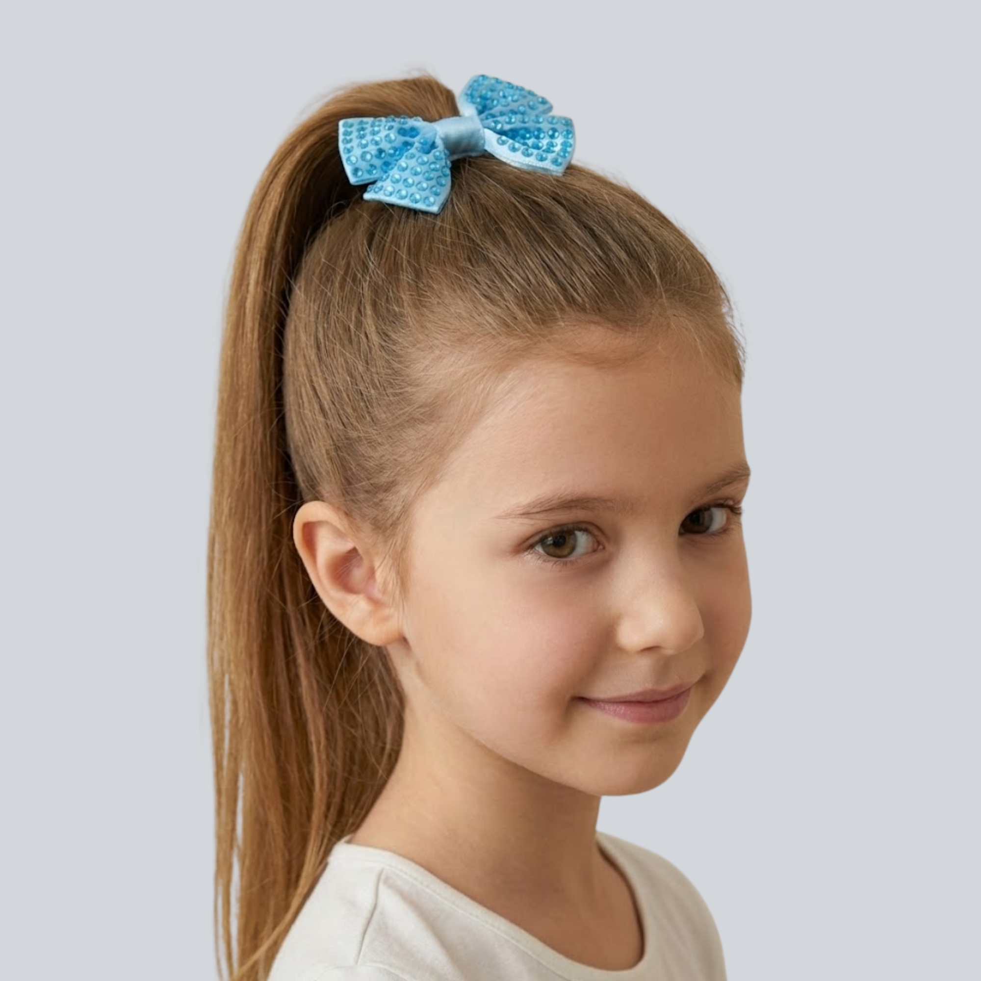 Set of two blue satin hair bows