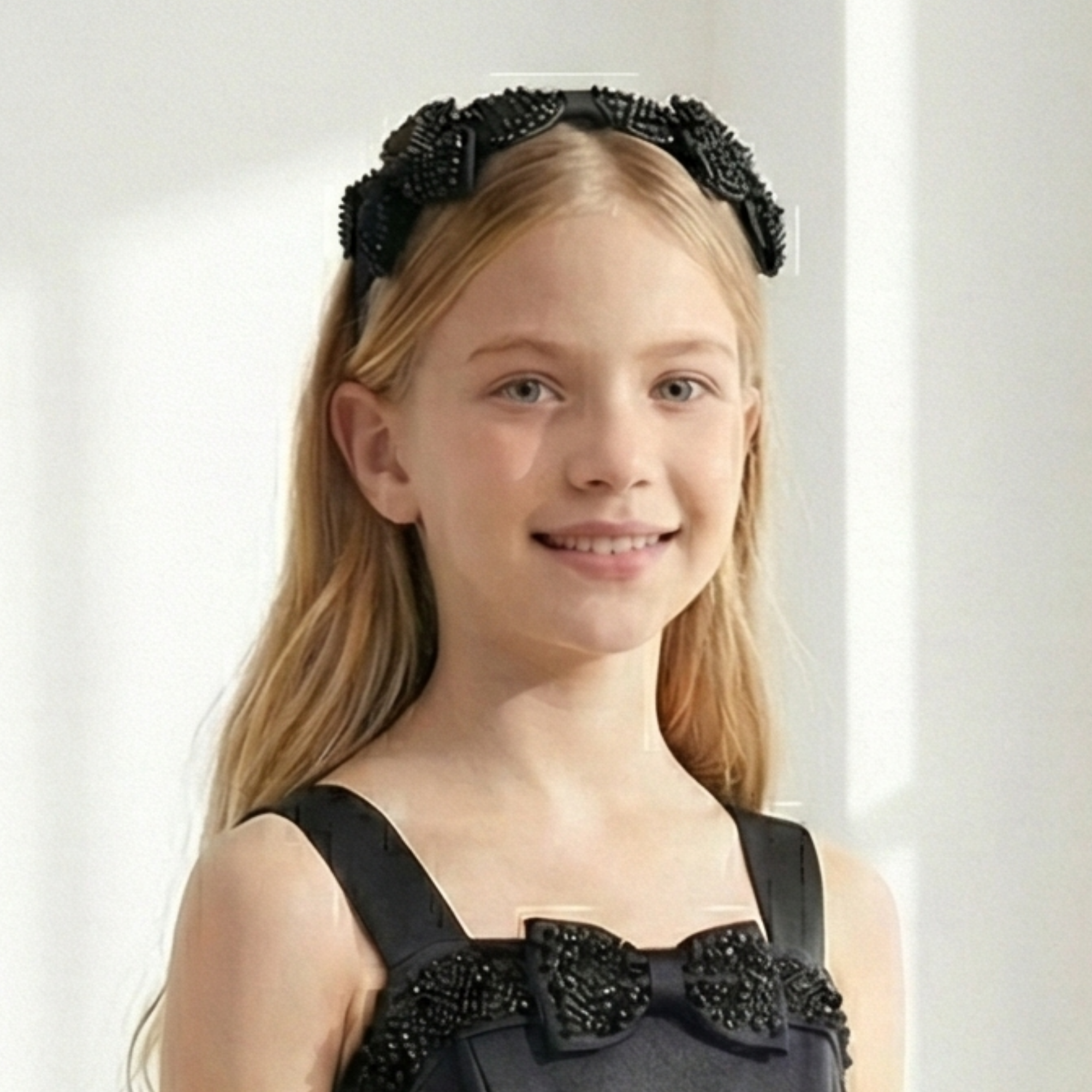 Black Jeweled Bow Satin Headband