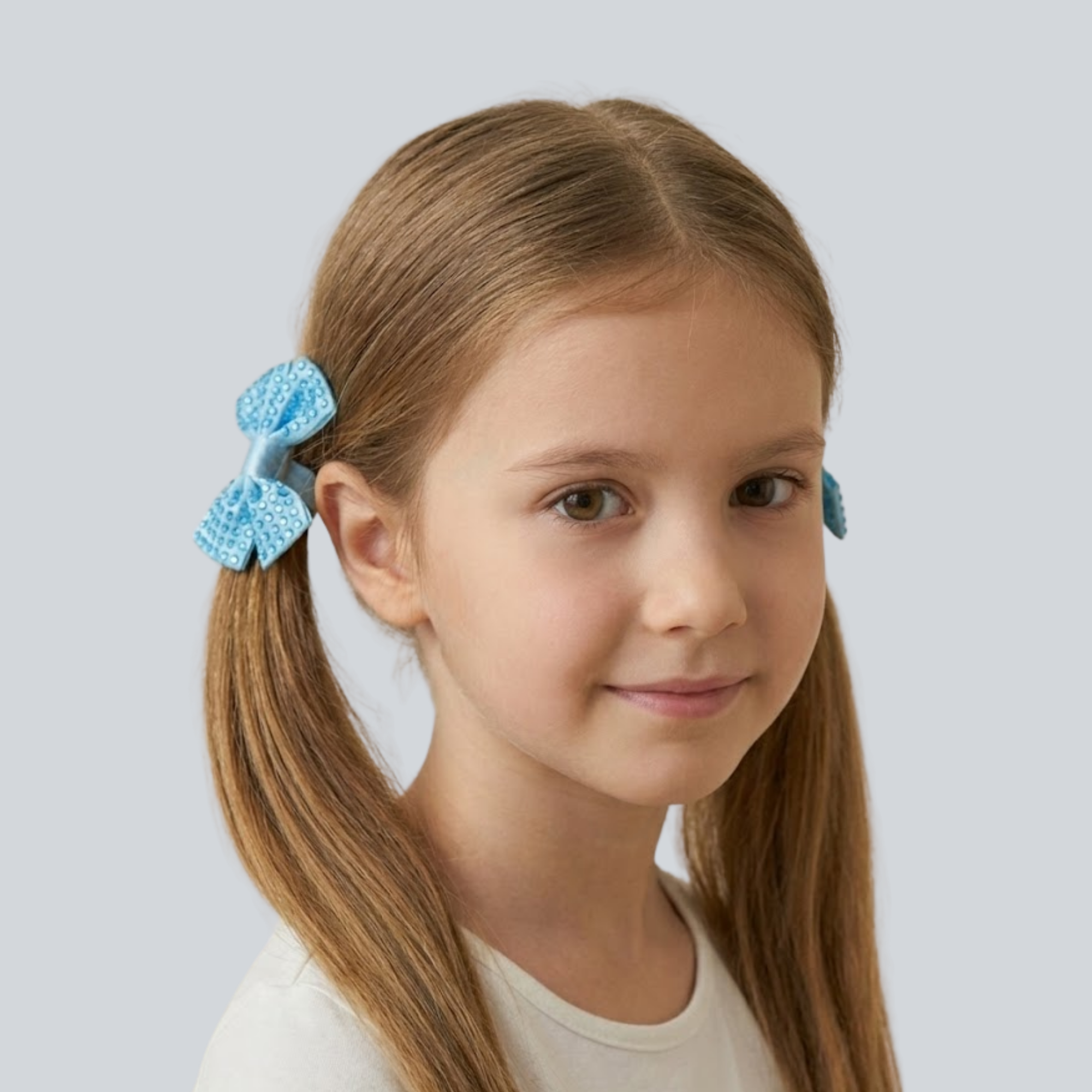 Set of two blue satin hair bows