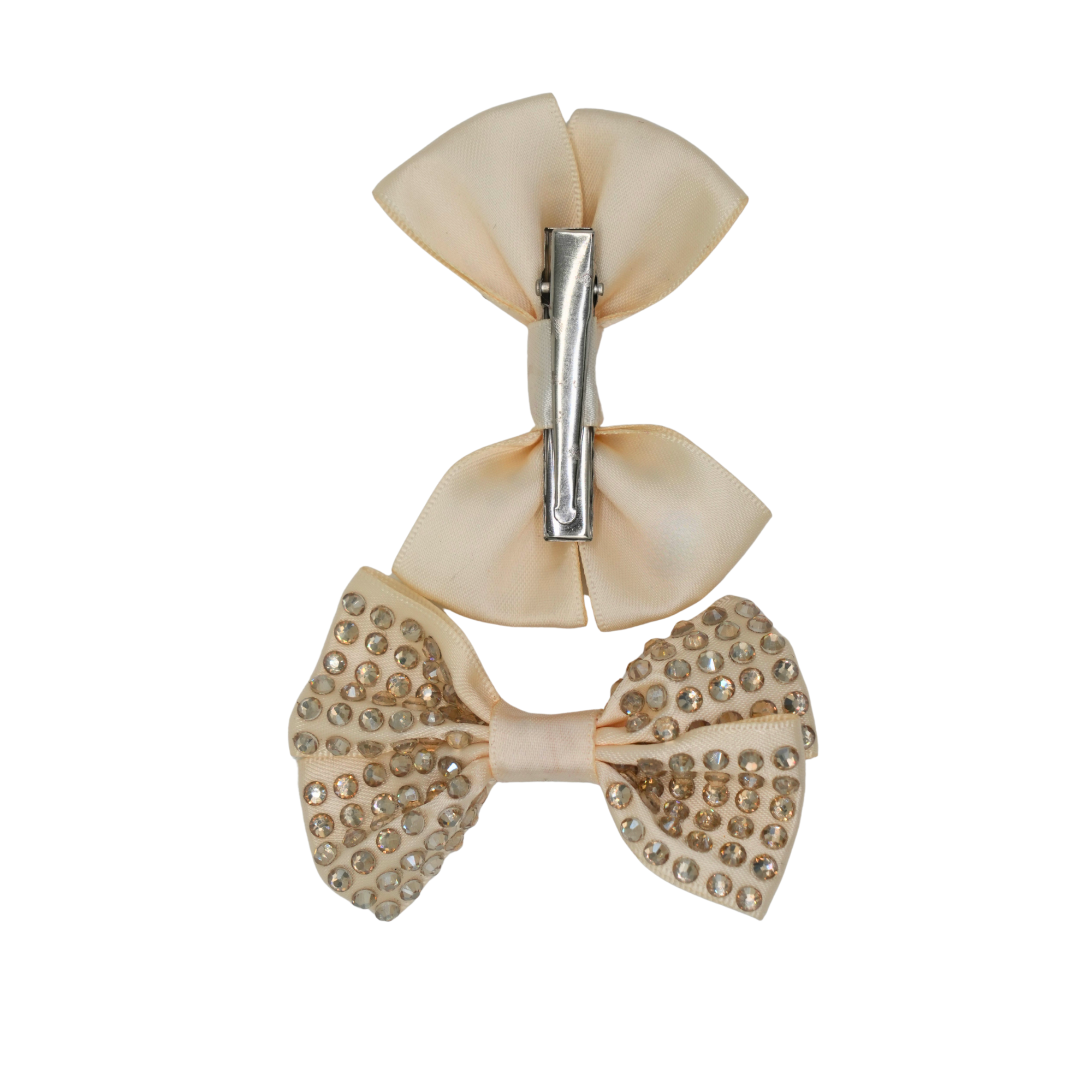 Set of two cream satin hair bows