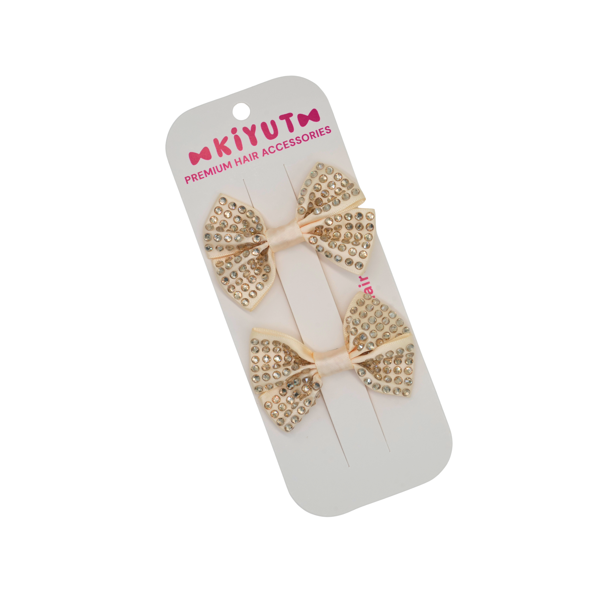 Set of two cream satin hair bows