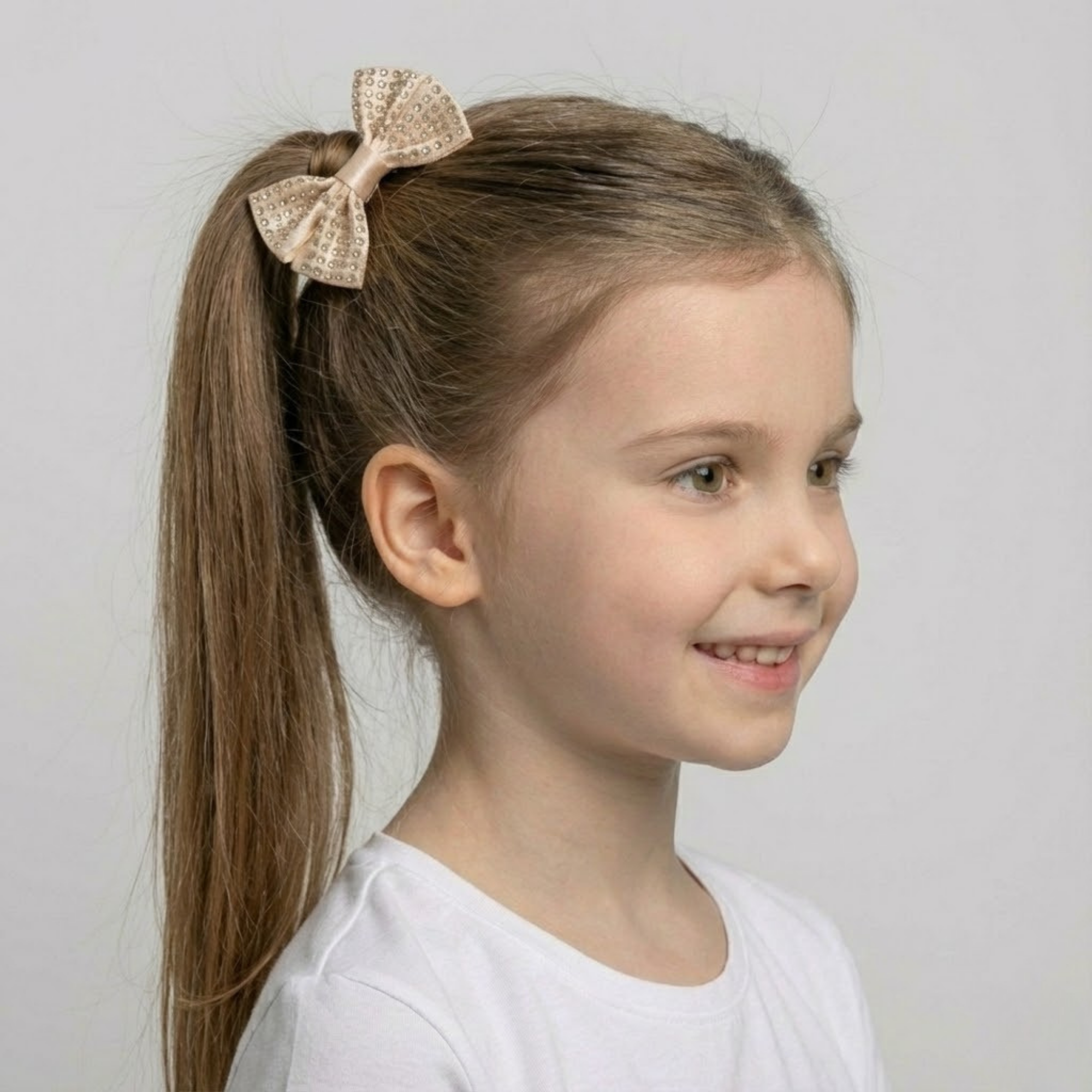 Set of two cream satin hair bows